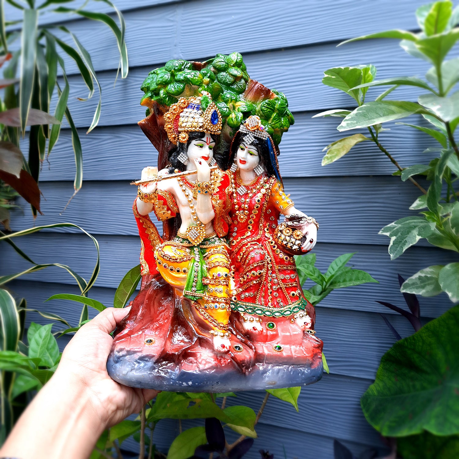 Beautiful Radha Krishna Murti for Home & Pooja - 13 Inches- Apkamart