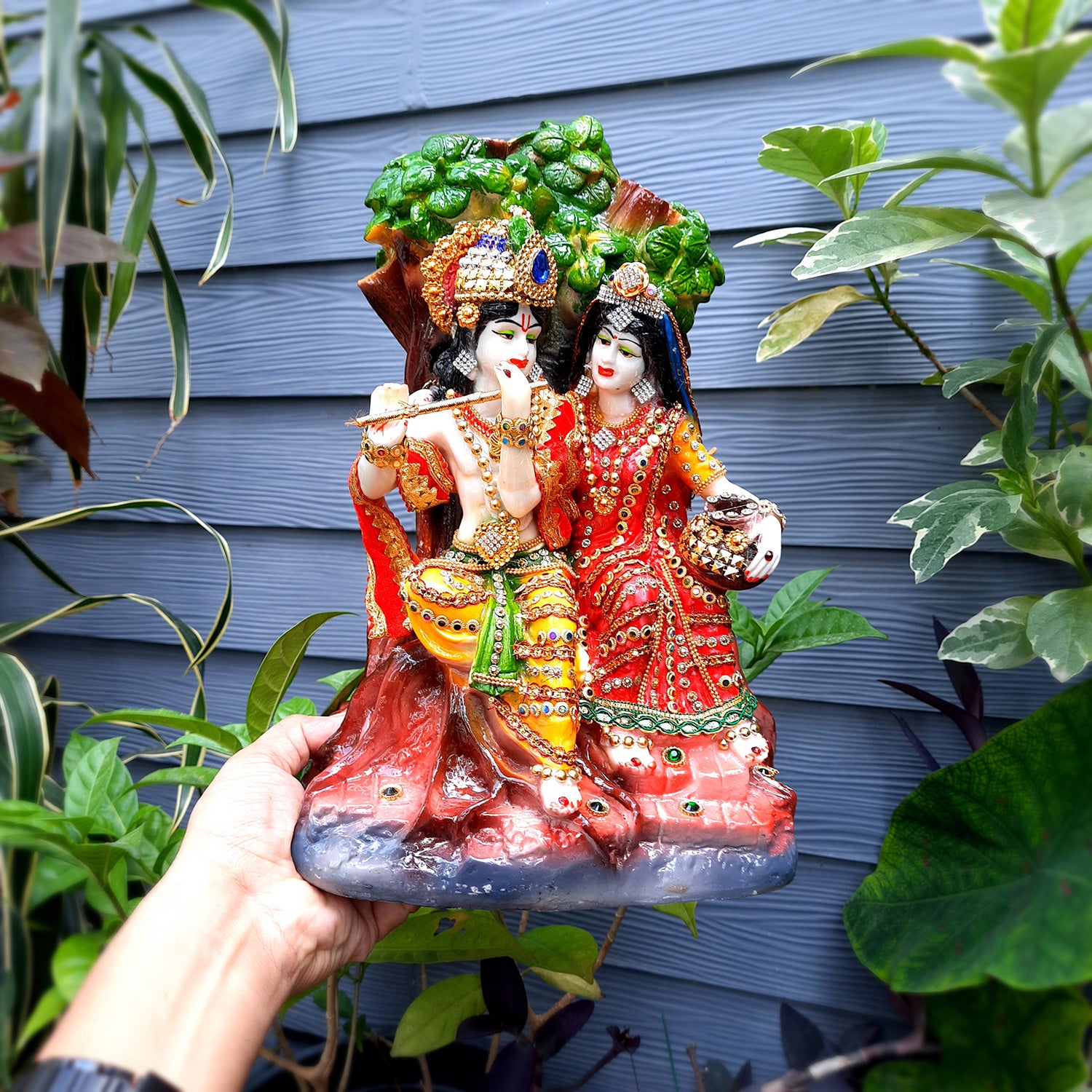 Beautiful Radha Krishna Murti for Home & Pooja - 13 Inches- Apkamart