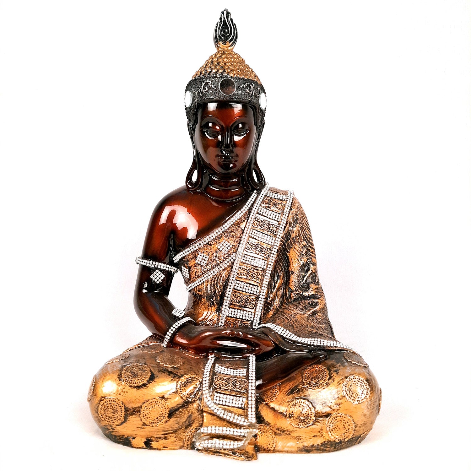 Buddha Statue | Lord Gautam Buddha in Meditation Showpiece - For Living room, Home, Table, Shelf, Office Decor & Gift - 12 Inch - Apkamart