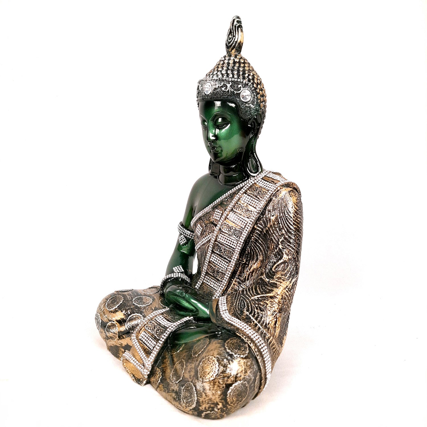 Buddha Statue | Lord Gautam Buddha in Meditation Showpiece - For Living room, Home, Table, Shelf, Office Decor & Gift - 12 Inch - Apkamart