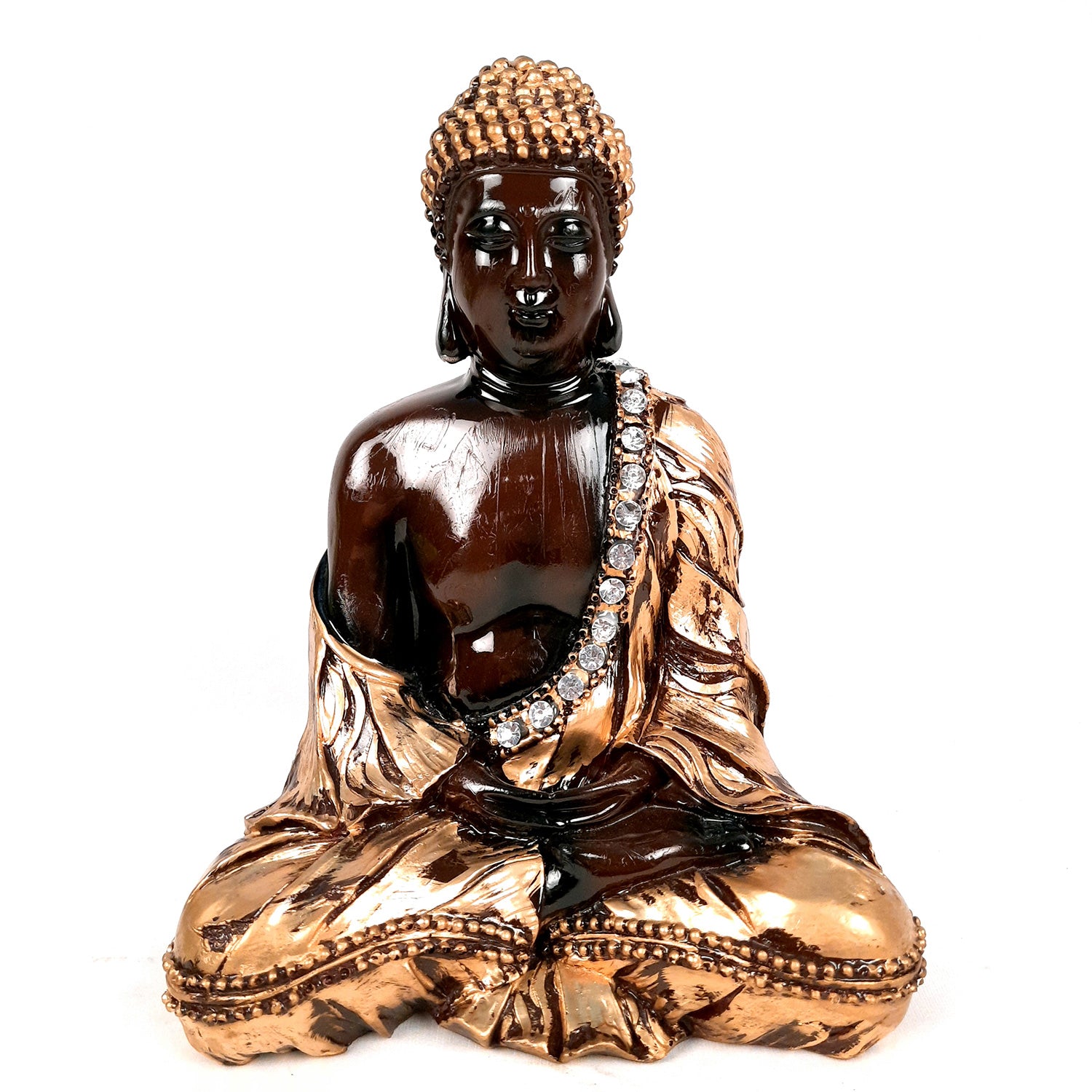 Buddha Statue with | Lord Gautam Buddha Showpiece in Meditation Pose - For Living room, Home, Table, Office Decor & Gift - 11 Inch - Apkamart