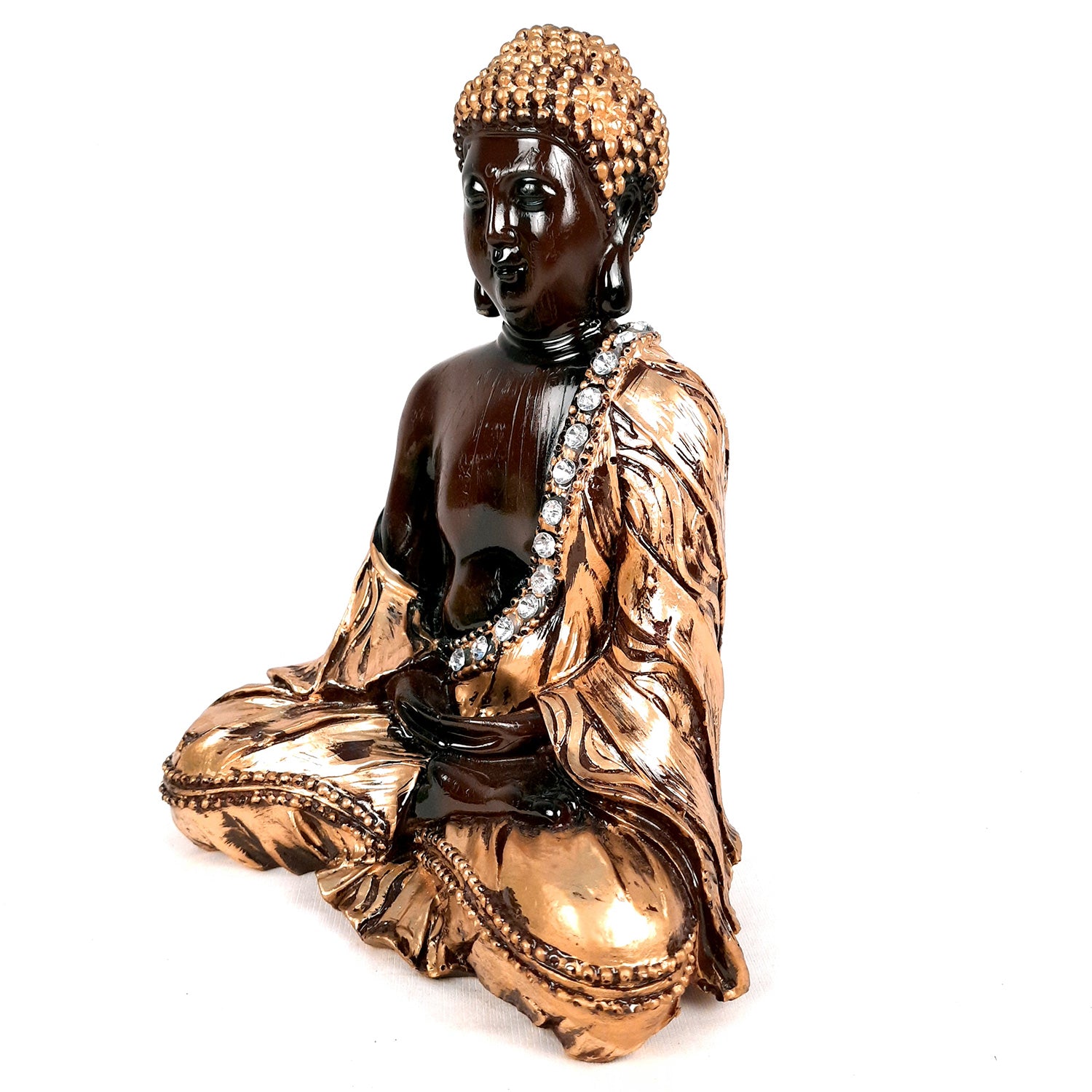 Buddha Statue with | Lord Gautam Buddha Showpiece in Meditation Pose - For Living room, Home, Table, Office Decor & Gift - 11 Inch - Apkamart