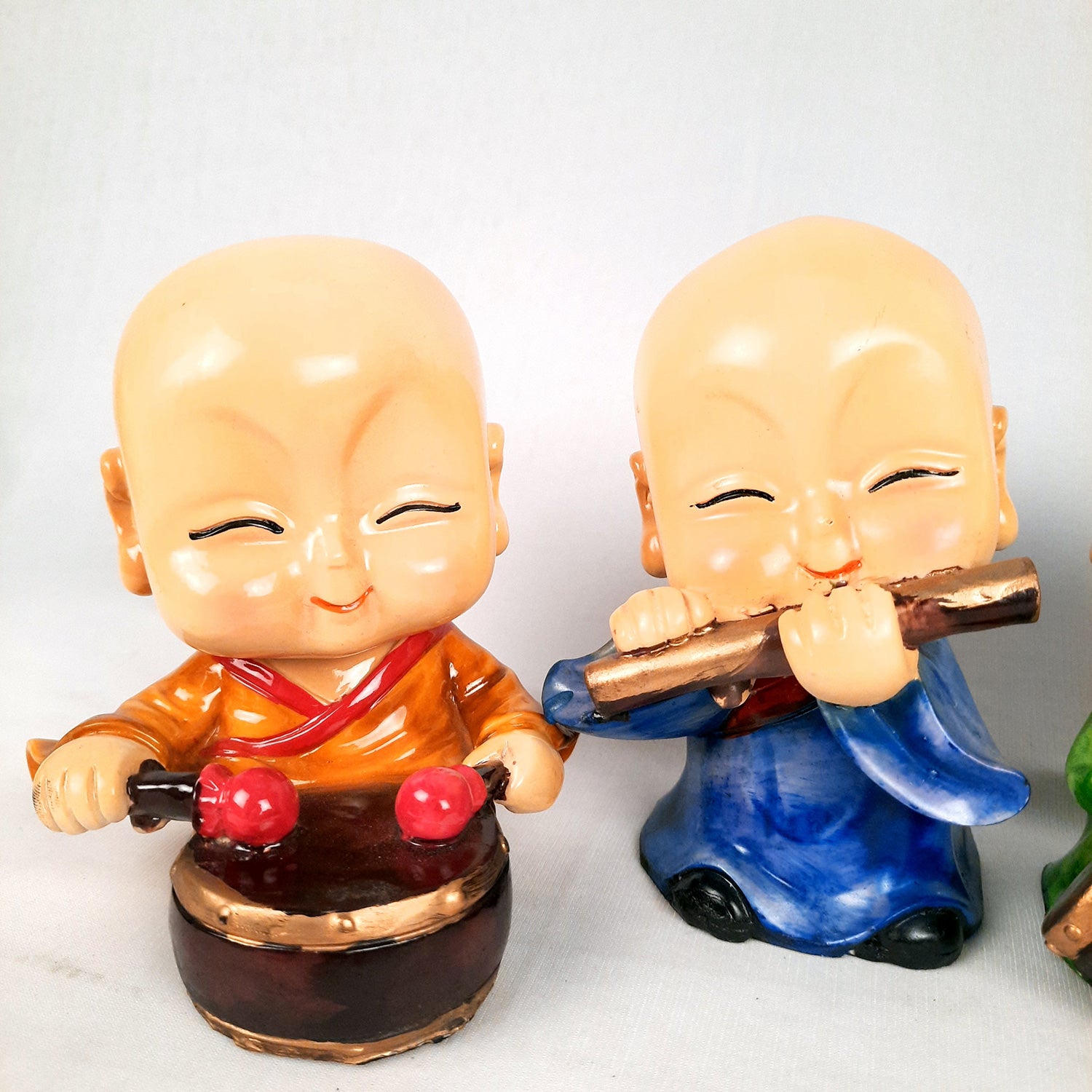 Baby Monk Showpiece | Baby Buddha Feng Shui Decor - For Good Luck, Home, Table, Office Decor & Gift - 5 Inch (Set of 4) - Apkamart