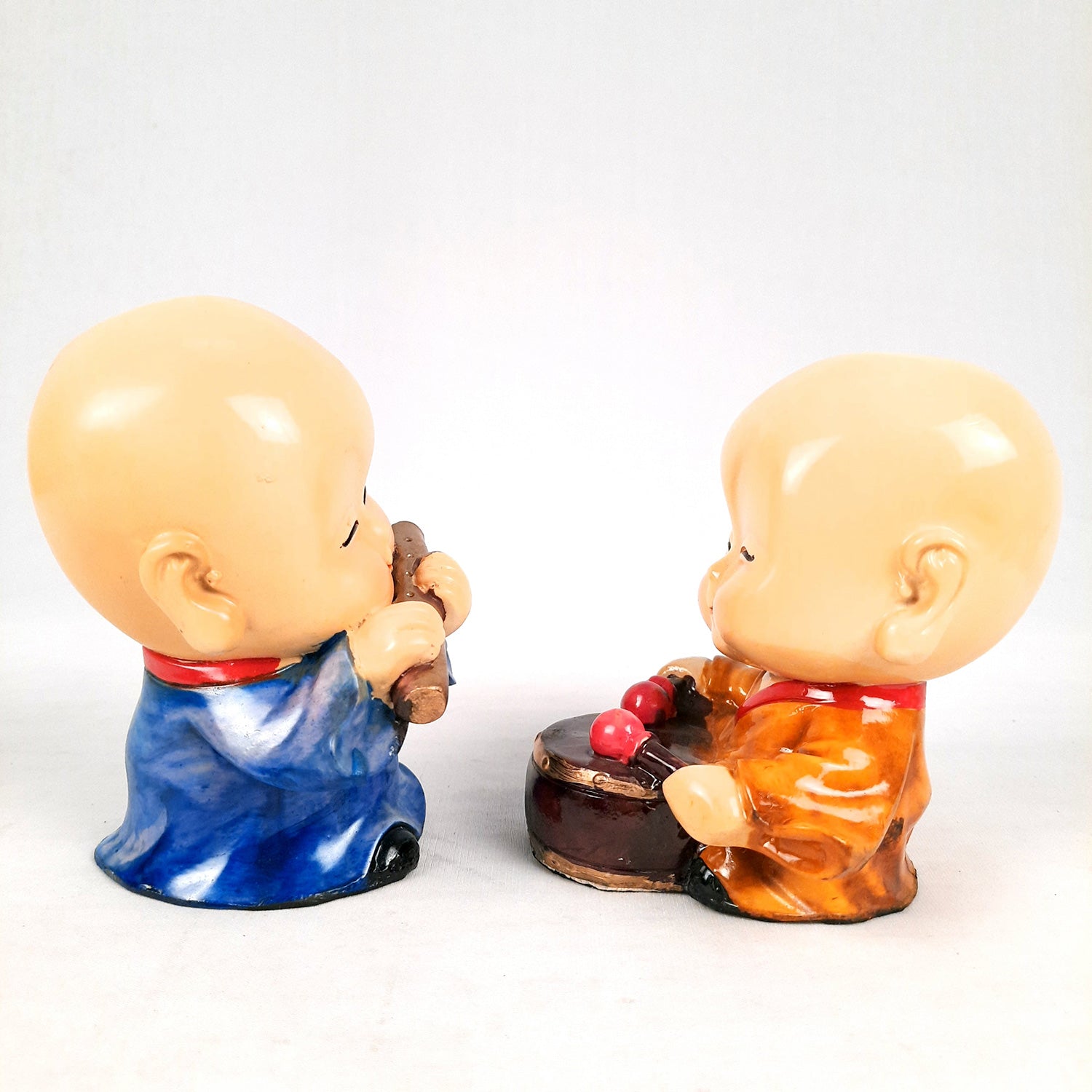 Baby Monk Showpiece | Baby Buddha Feng Shui Decor - For Good Luck, Home, Table, Office Decor & Gift - 5 Inch (Set of 4) - Apkamart