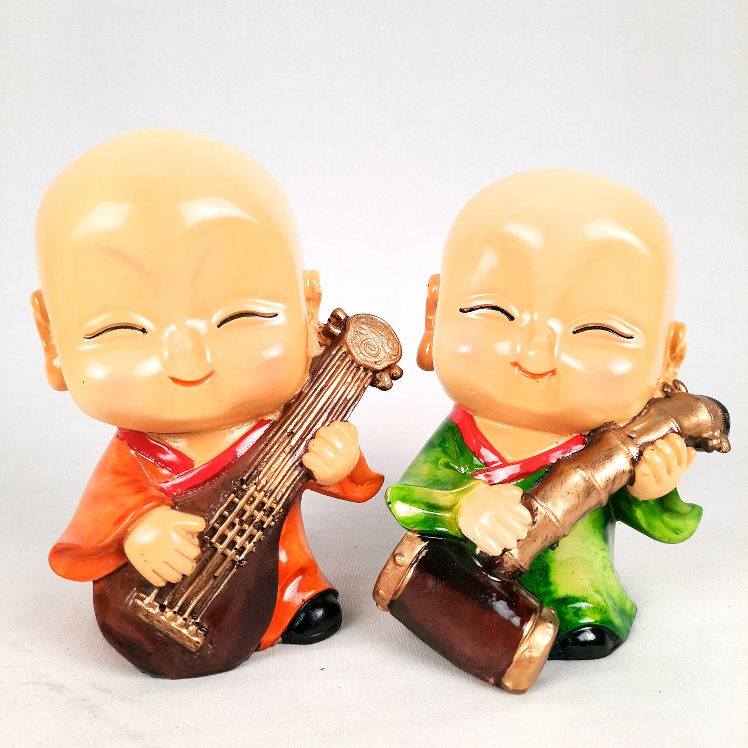 Baby Monk Showpiece | Baby Buddha Feng Shui Decor - For Good Luck, Home, Table, Office Decor & Gift - 5 Inch (Set of 4) - Apkamart