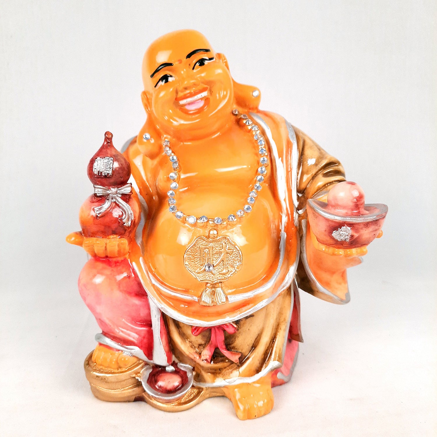 Laughing Buddha Statue | Happy Man Showpiece - for Money, Wealth, Health, Good Luck, Home, Table & Office Decor & Gift - 10 Inch - Apkamart