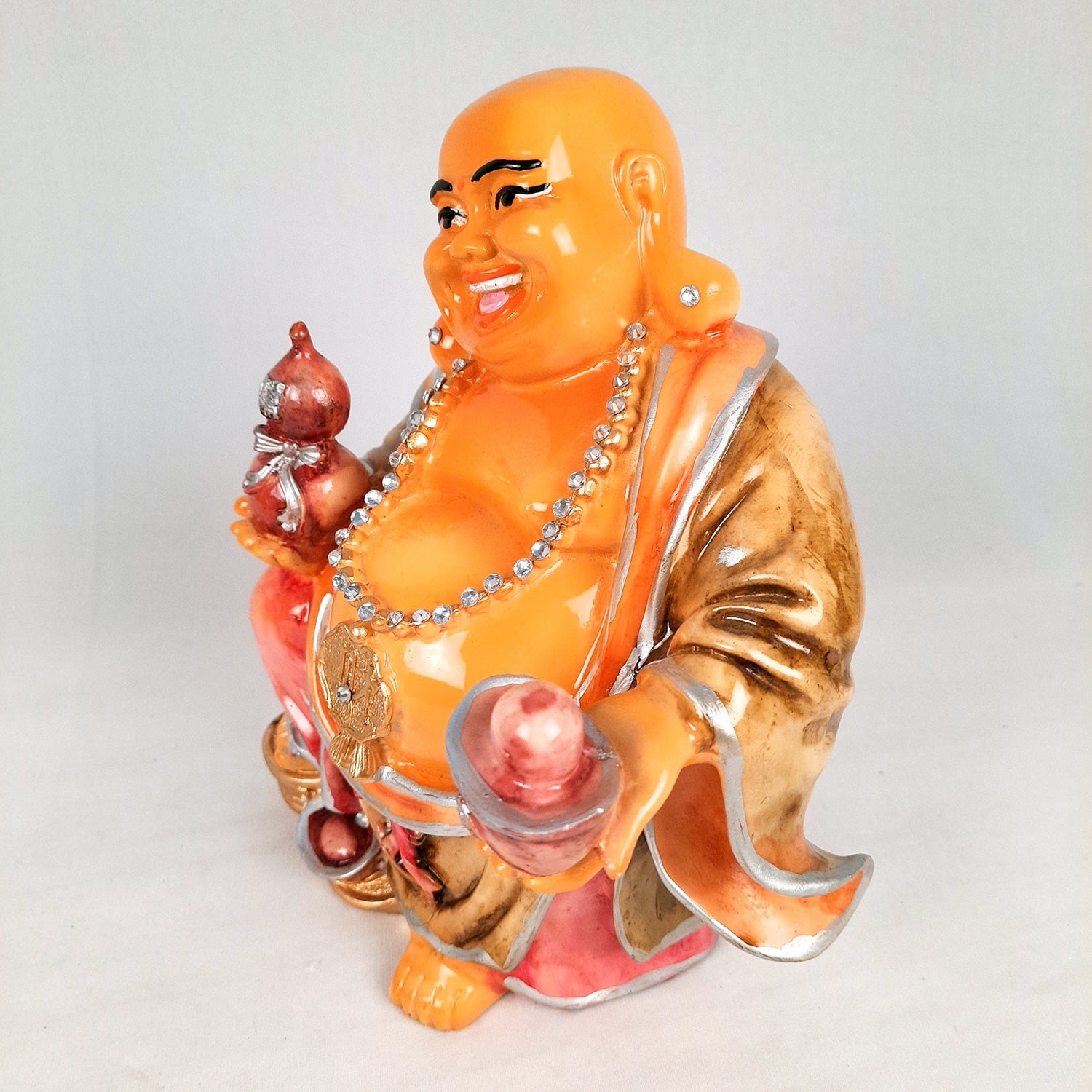 Laughing Buddha Statue | Happy Man Showpiece - for Money, Wealth, Health, Good Luck, Home, Table & Office Decor & Gift - 10 Inch - Apkamart