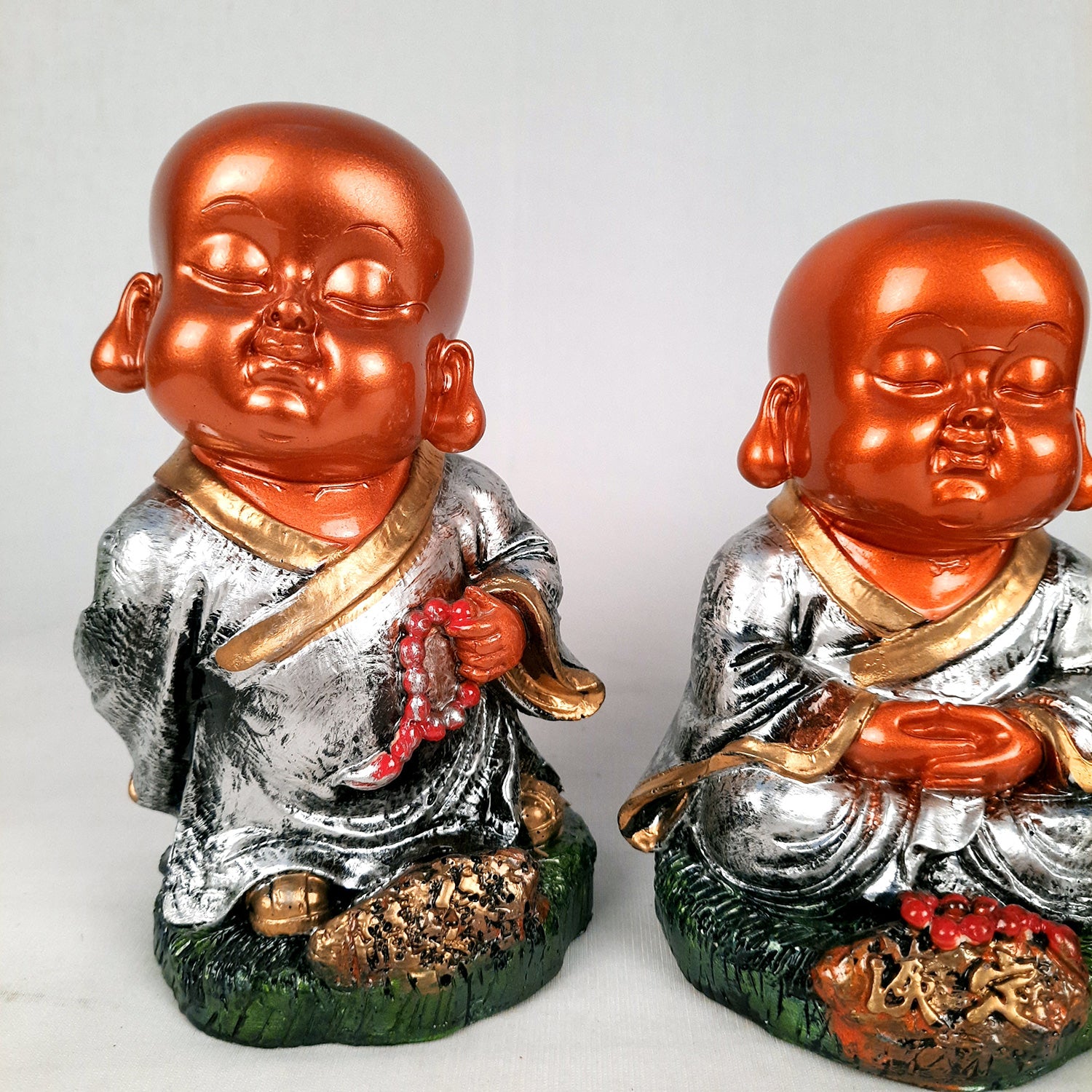 Buddha Baby Monk Showpiece | Feng Shui Decor - For Good Luck, Home, Table, Office Decor & Gift - 5 Inch (Set of 3) - Apkamart