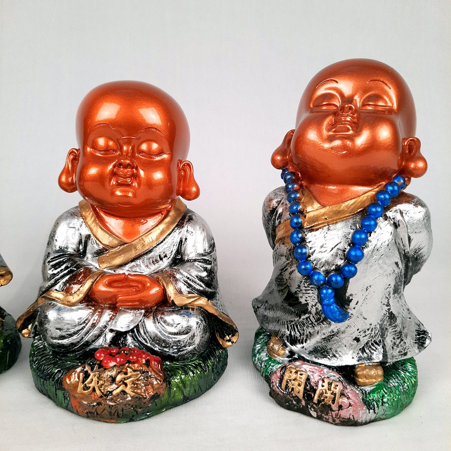 Buddha Baby Monk Showpiece | Feng Shui Decor - For Good Luck, Home, Table, Office Decor & Gift - 5 Inch (Set of 3) - Apkamart