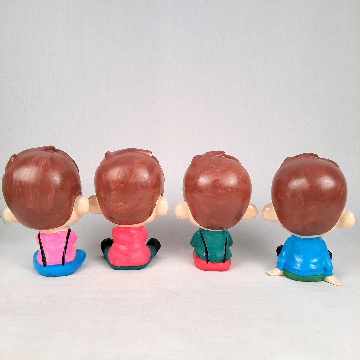 Decorative Sitting Boys Showpiece Human Figurine | Cute Resin Showpiece - for Living Room, Home, Table Decor, Gift for Him - 8 Inch (Set of 4)-Apkamart