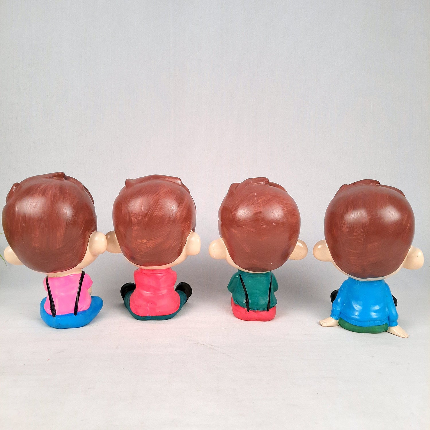 Decorative Sitting Boys Showpiece Human Figurine | Cute Resin Showpiece - for Living Room, Home, Table Decor, Gift for Him - 8 Inch (Set of 4)-Apkamart