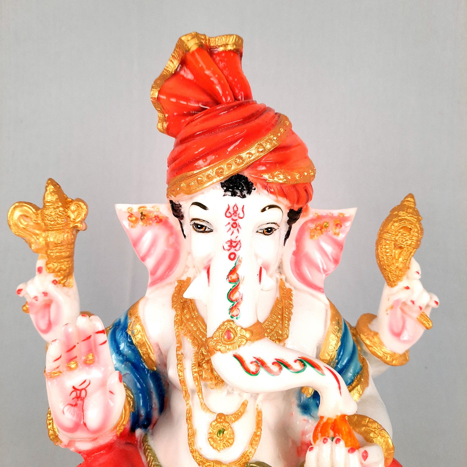 Ganesh Idol | Ganesha Statue Wearing Pagdi Design - for Pooja, Home & Table Decor | Ganpati Murti for Office Desk, Car Dashboard - 11 Inch - Apkamart