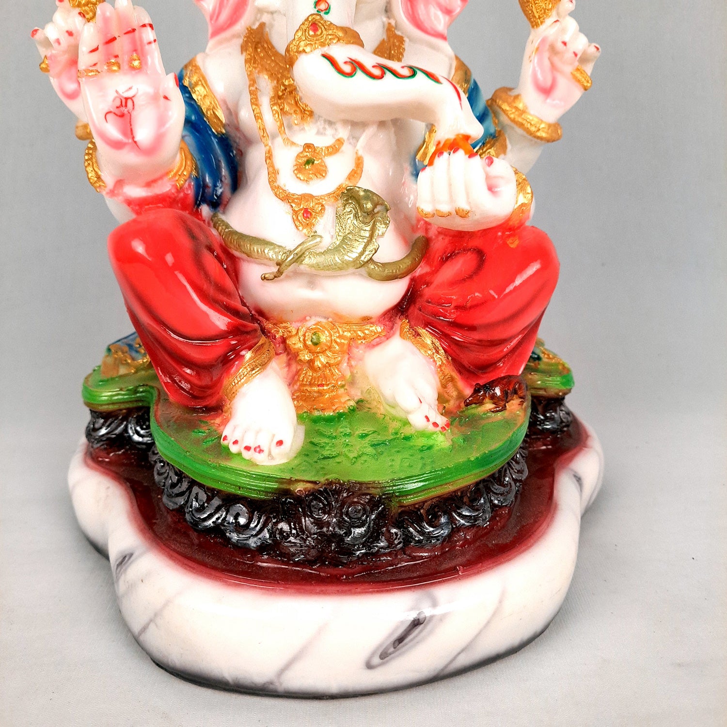 Ganesh Idol | Ganesha Statue Wearing Pagdi Design - for Pooja, Home & Table Decor | Ganpati Murti for Office Desk, Car Dashboard - 11 Inch - Apkamart