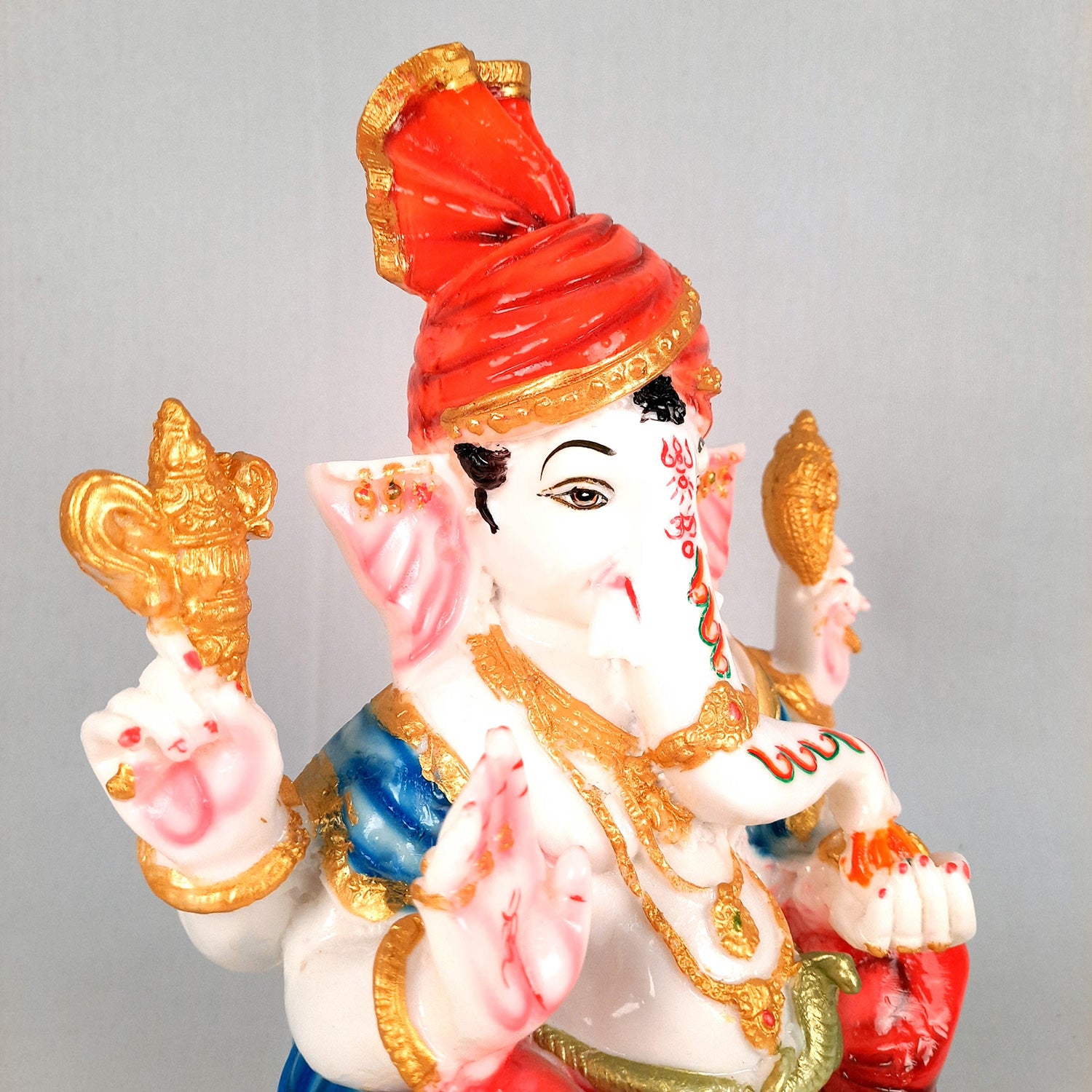 Ganesh Idol | Ganesha Statue Wearing Pagdi Design - for Pooja, Home & Table Decor | Ganpati Murti for Office Desk, Car Dashboard - 11 Inch - Apkamart
