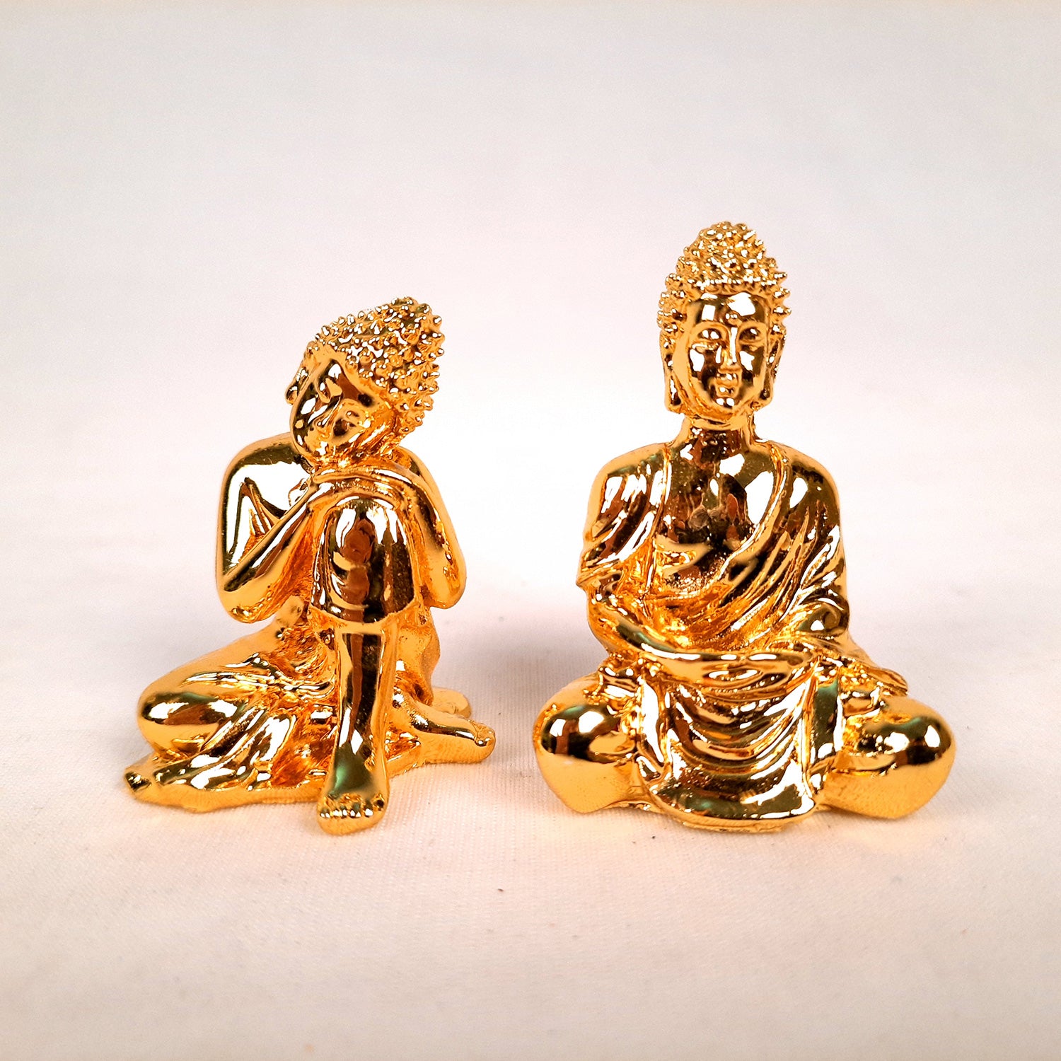 Buddha Statue | Lord Gautam Buddha Showpiece Set - For Car Dashboard, Living room, Home, Table, Office Decor & Gift - 2 Inch (Set of 2) - Apkamart