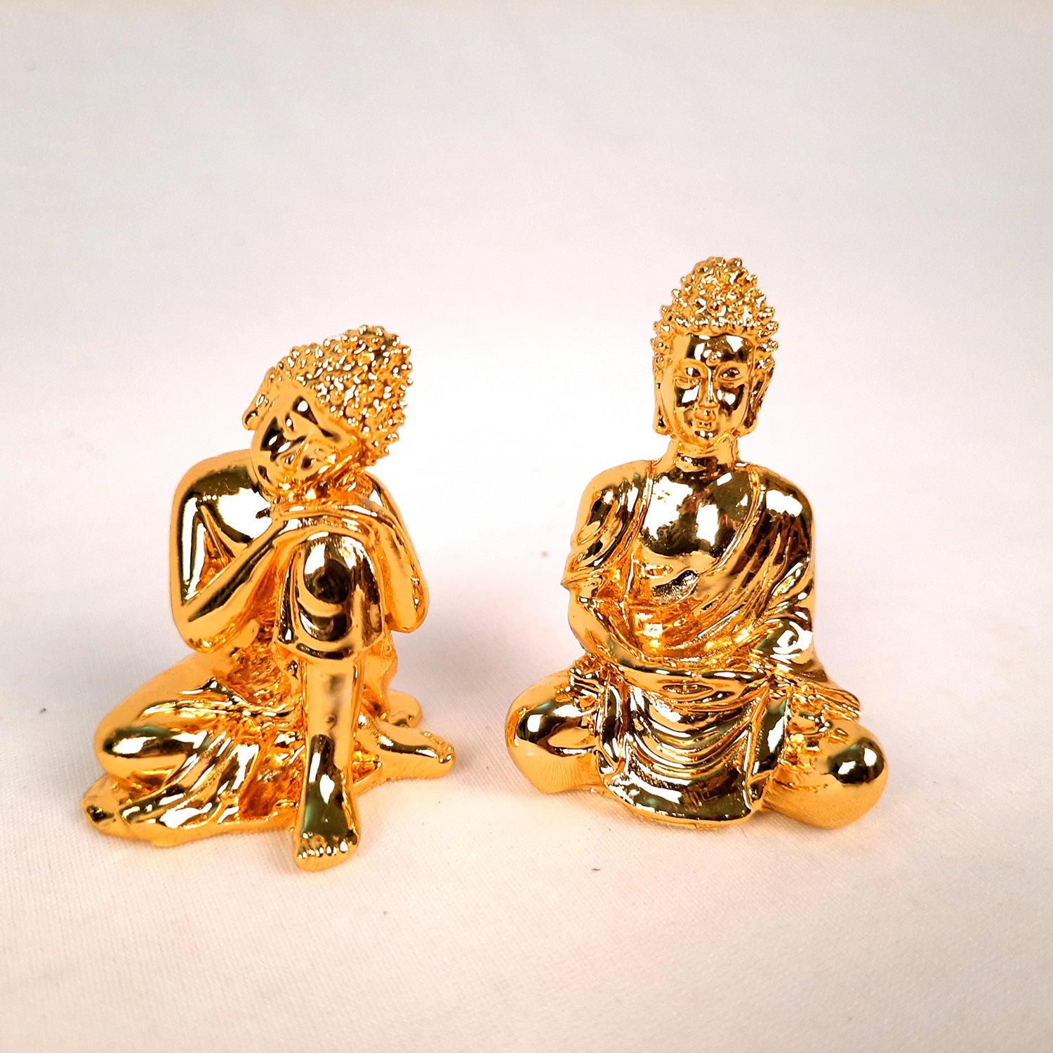 Buddha Statue | Lord Gautam Buddha Showpiece Set - For Car Dashboard, Living room, Home, Table, Office Decor & Gift - 2 Inch (Set of 2) - Apkamart