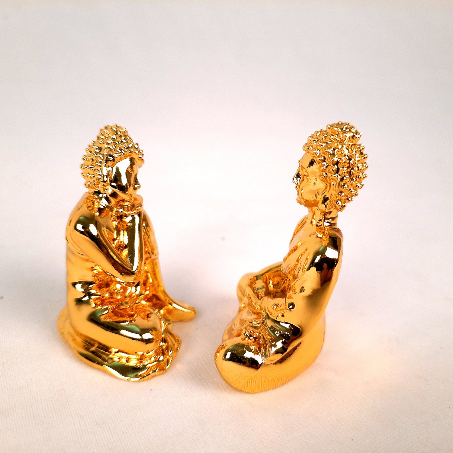 Buddha Statue | Lord Gautam Buddha Showpiece Set - For Car Dashboard, Living room, Home, Table, Office Decor & Gift - 2 Inch (Set of 2) - Apkamart