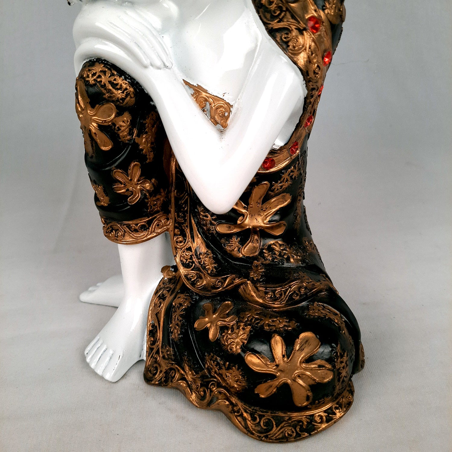 Decorative White Buddha Statue | Sleeping Buddha Showpiece - for Home Decor- 9 inch-Apkamart