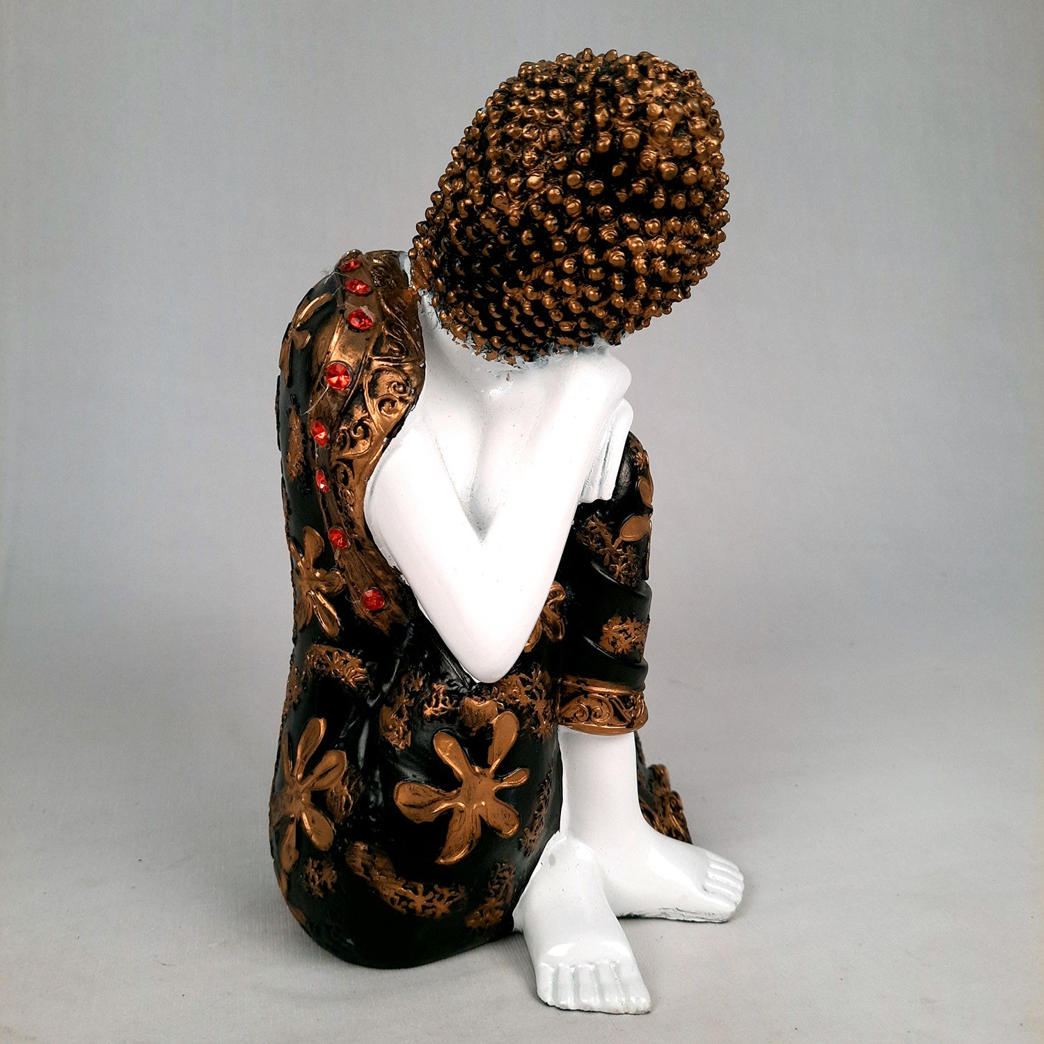 Decorative White Buddha Statue | Sleeping Buddha Showpiece - for Home Decor- 9 inch-Apkamart