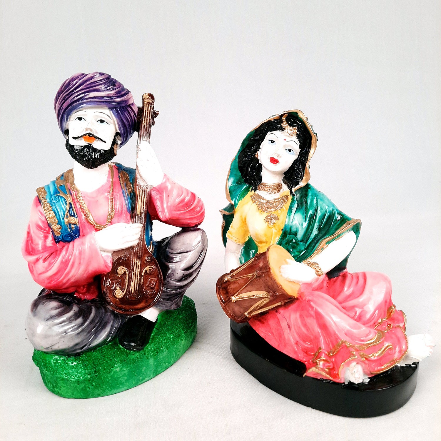 Decorative Couple Musician Showpiece - for Table & Office Decor- 8 inch-Apkamart