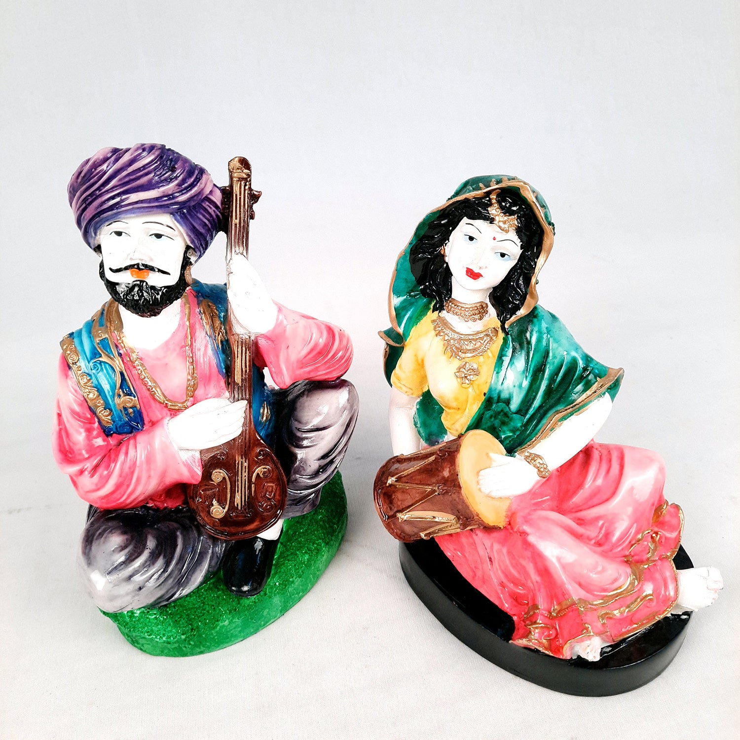 Decorative Couple Musician Showpiece - for Table & Office Decor- 8 inch-Apkamart