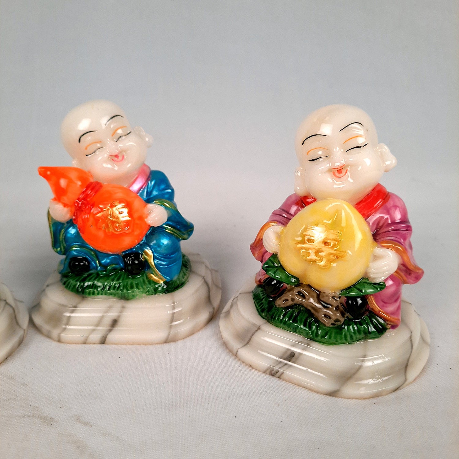 Buddha Baby Monk Showpiece | Feng Shui Decor - For Good Luck, Home, Table, Office Decor, Car Dashboard & Gift - 4 Inch (Set of 3) - Apkamart