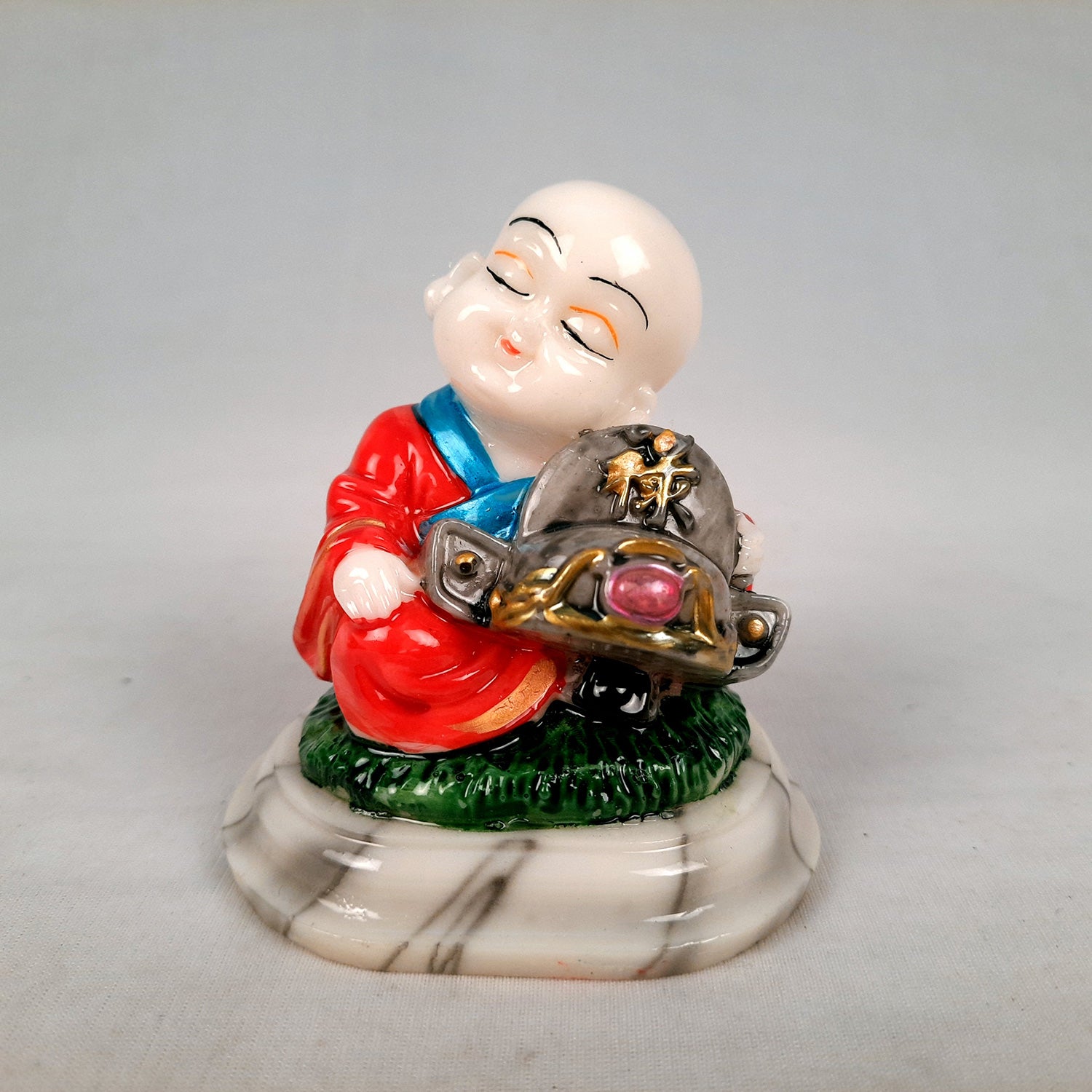 Buddha Baby Monk Showpiece | Feng Shui Decor - For Good Luck, Home, Table, Office Decor, Car Dashboard & Gift - 4 Inch (Set of 3) - Apkamart