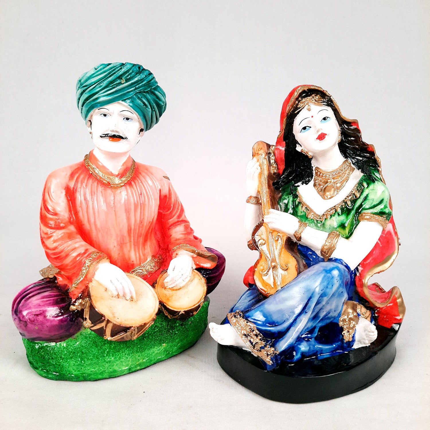 Decorative Couple Musician Showpiece - for Table & Office Decor- 8 inch- Apkamart