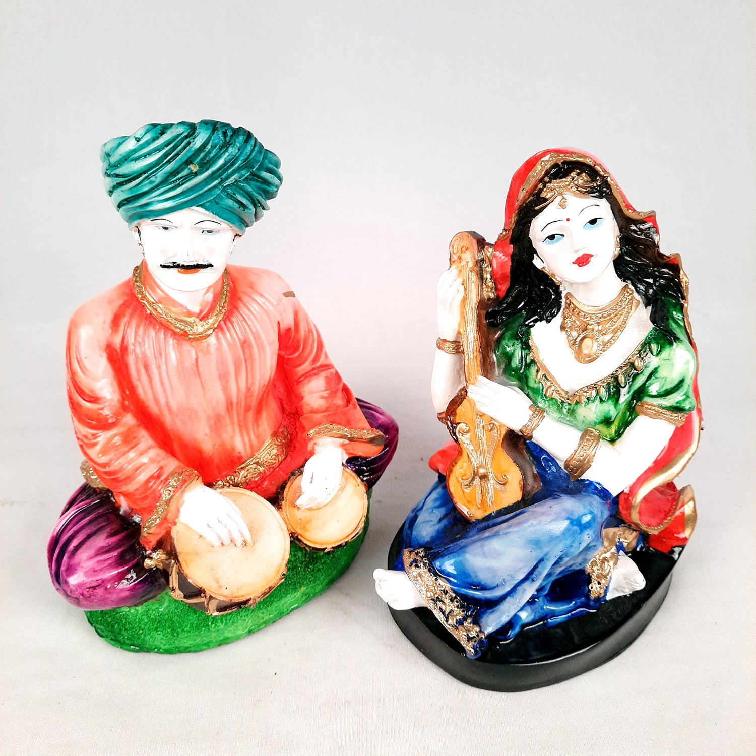 Decorative Couple Musician Showpiece - for Table & Office Decor- 8 inch- Apkamart