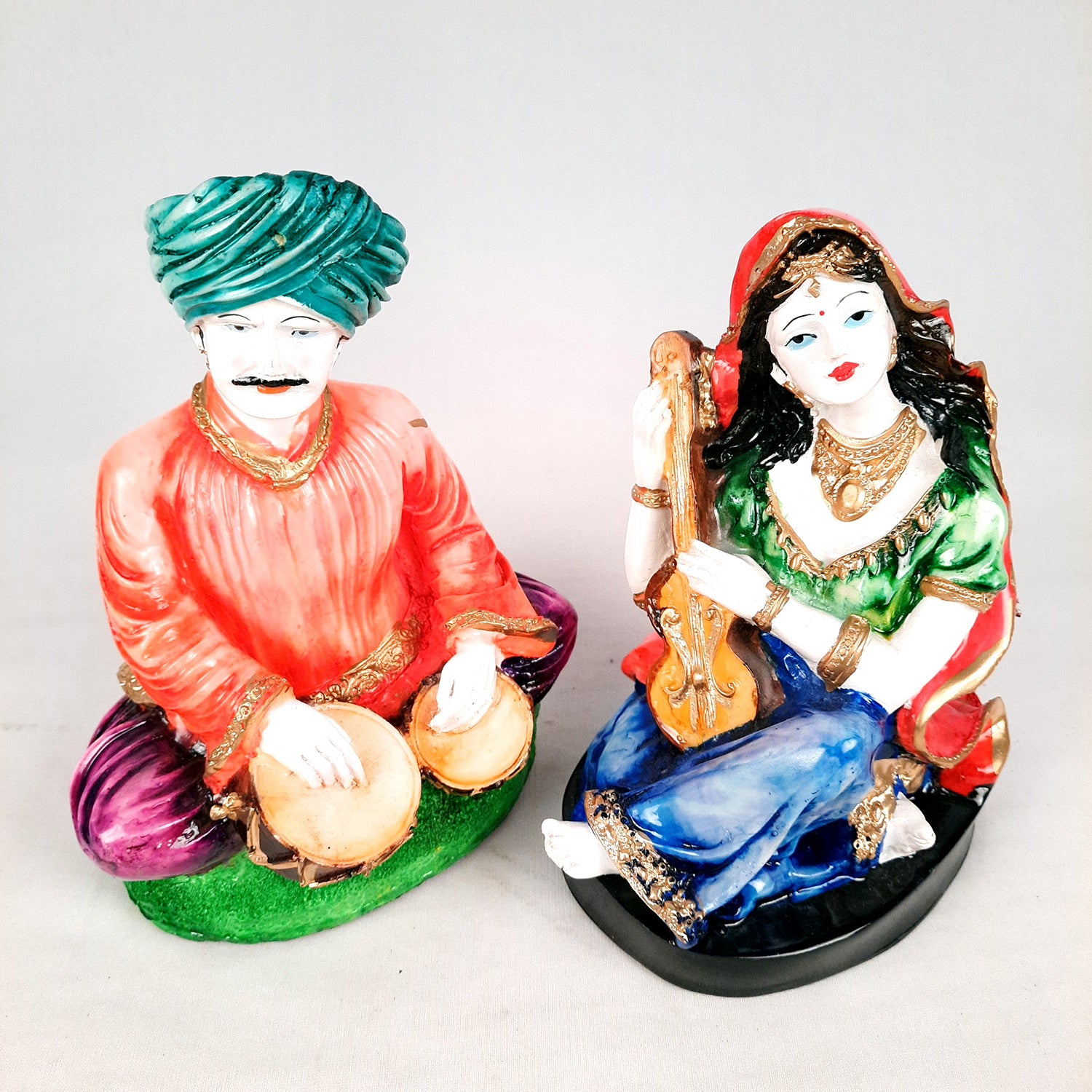 Decorative Couple Musician Showpiece - for Table & Office Decor- 8 inch- Apkamart