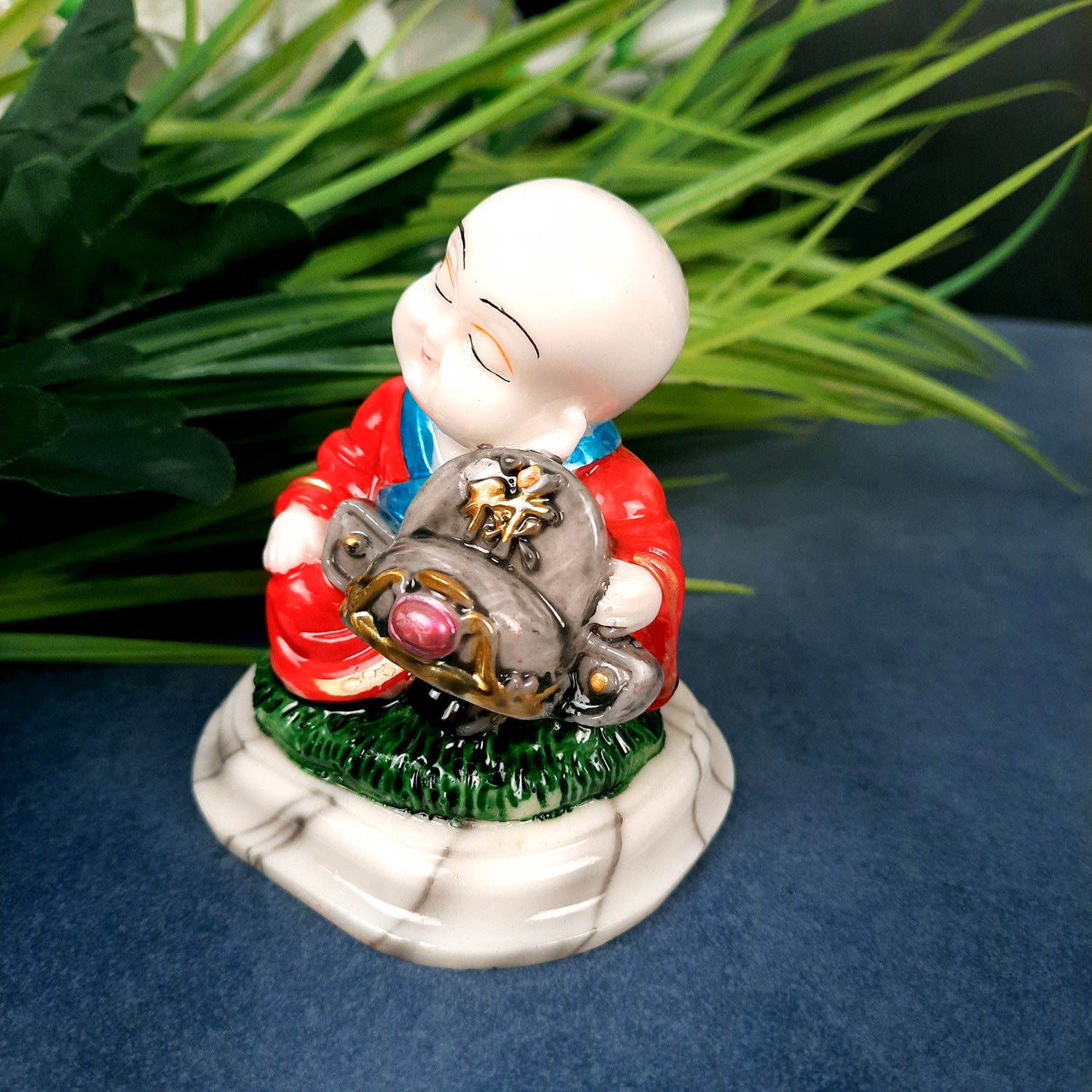 Buddha Baby Monk Showpiece | Feng Shui Decor - For Good Luck, Home, Table, Office Decor, Car Dashboard & Gift - 4 Inch (Set of 3) - Apkamart