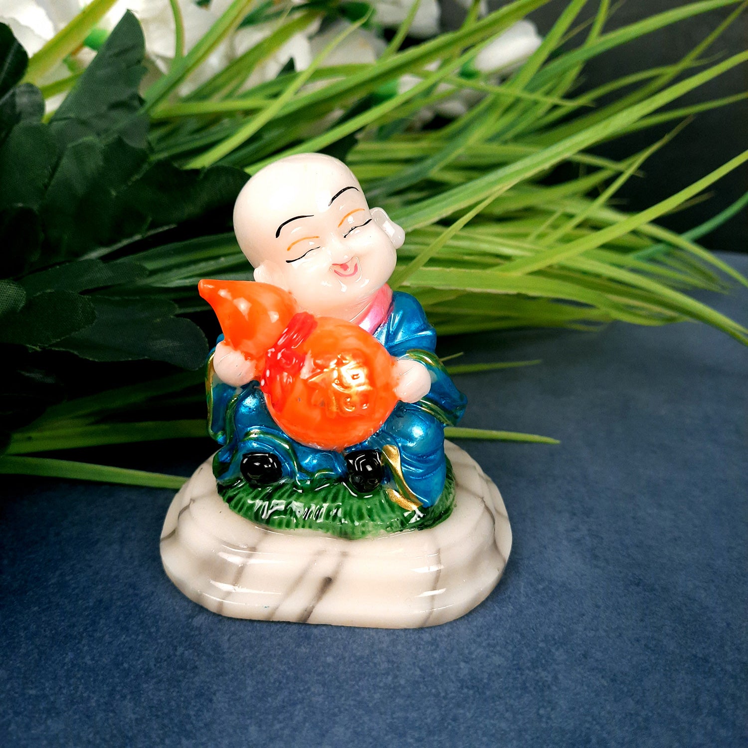 Buddha Baby Monk Showpiece | Feng Shui Decor - For Good Luck, Home, Table, Office Decor, Car Dashboard & Gift - 4 Inch (Set of 3) - Apkamart