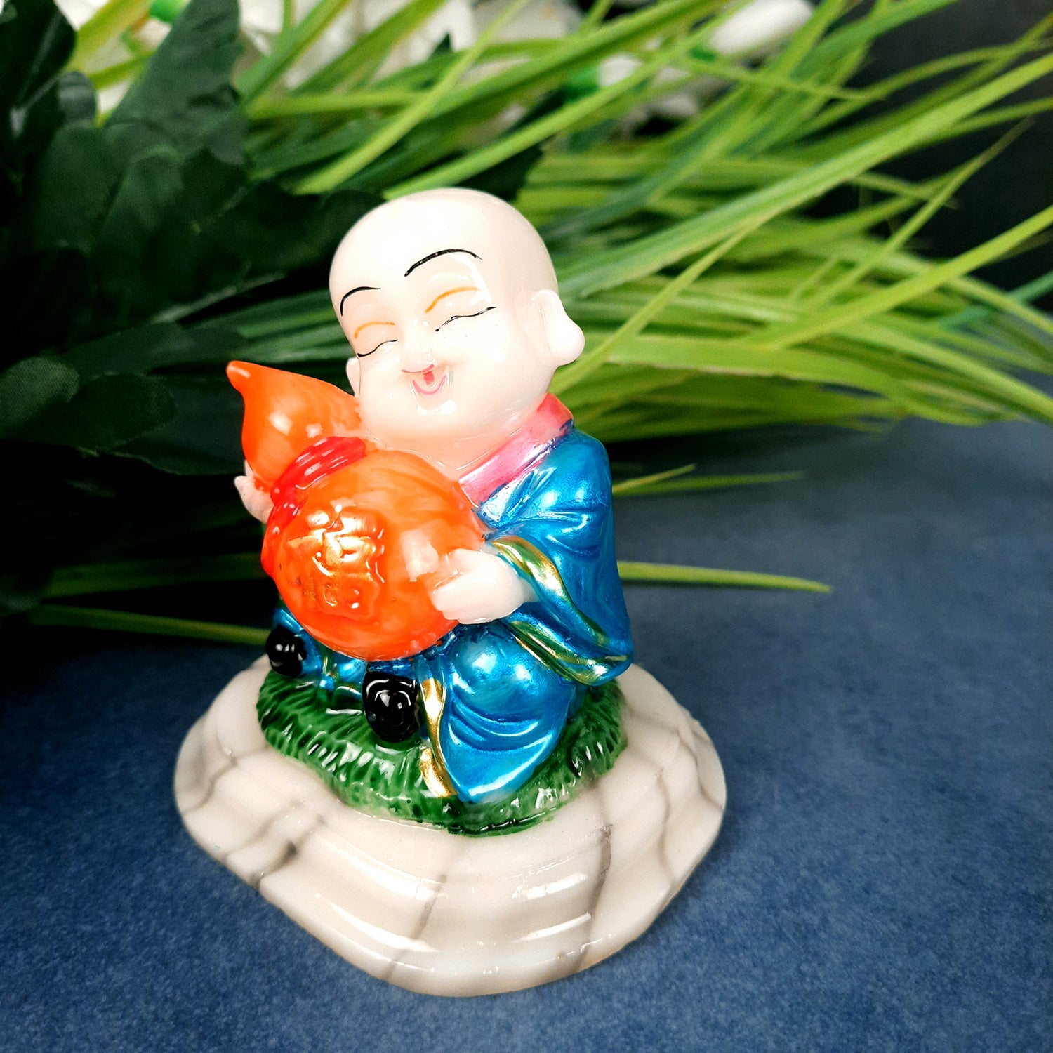 Buddha Baby Monk Showpiece | Feng Shui Decor - For Good Luck, Home, Table, Office Decor, Car Dashboard & Gift - 4 Inch (Set of 3) - Apkamart