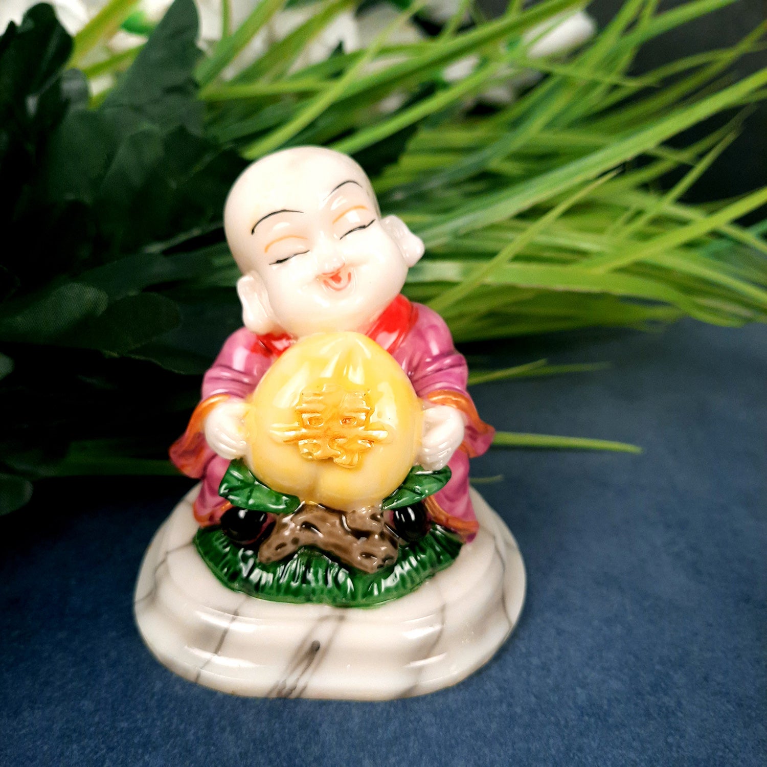 Buddha Baby Monk Showpiece | Feng Shui Decor - For Good Luck, Home, Table, Office Decor, Car Dashboard & Gift - 4 Inch (Set of 3) - Apkamart