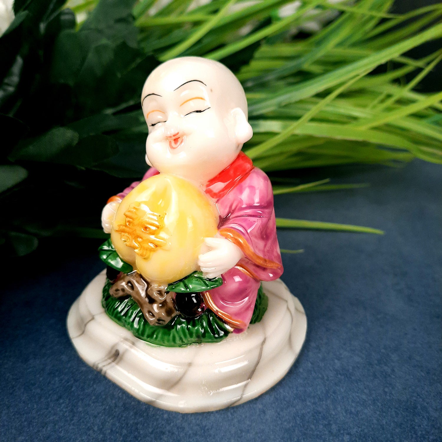 Buddha Baby Monk Showpiece | Feng Shui Decor - For Good Luck, Home, Table, Office Decor, Car Dashboard & Gift - 4 Inch (Set of 3) - Apkamart
