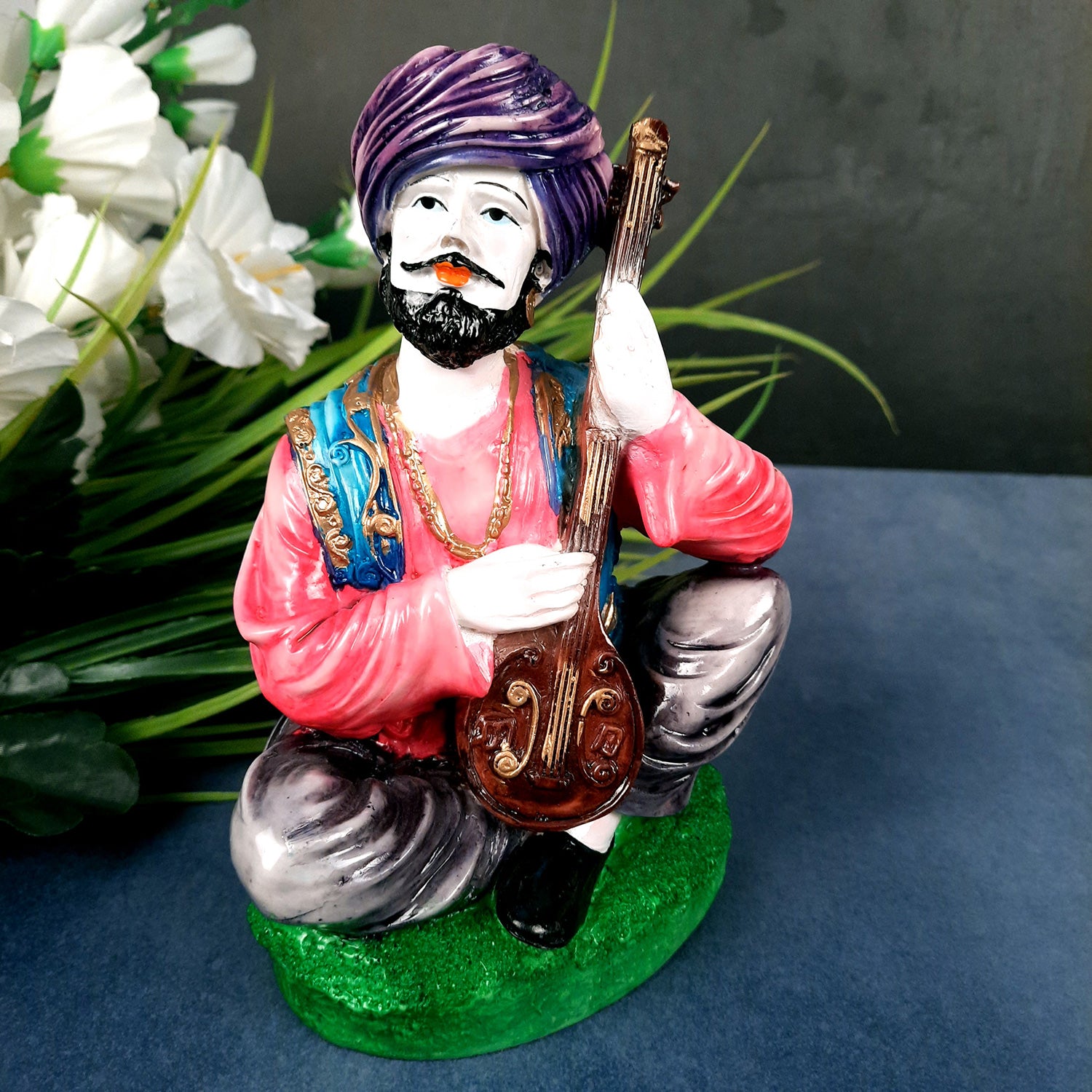 Decorative Couple Musician Showpiece - for Table & Office Decor- 8 inch-Apkamart
