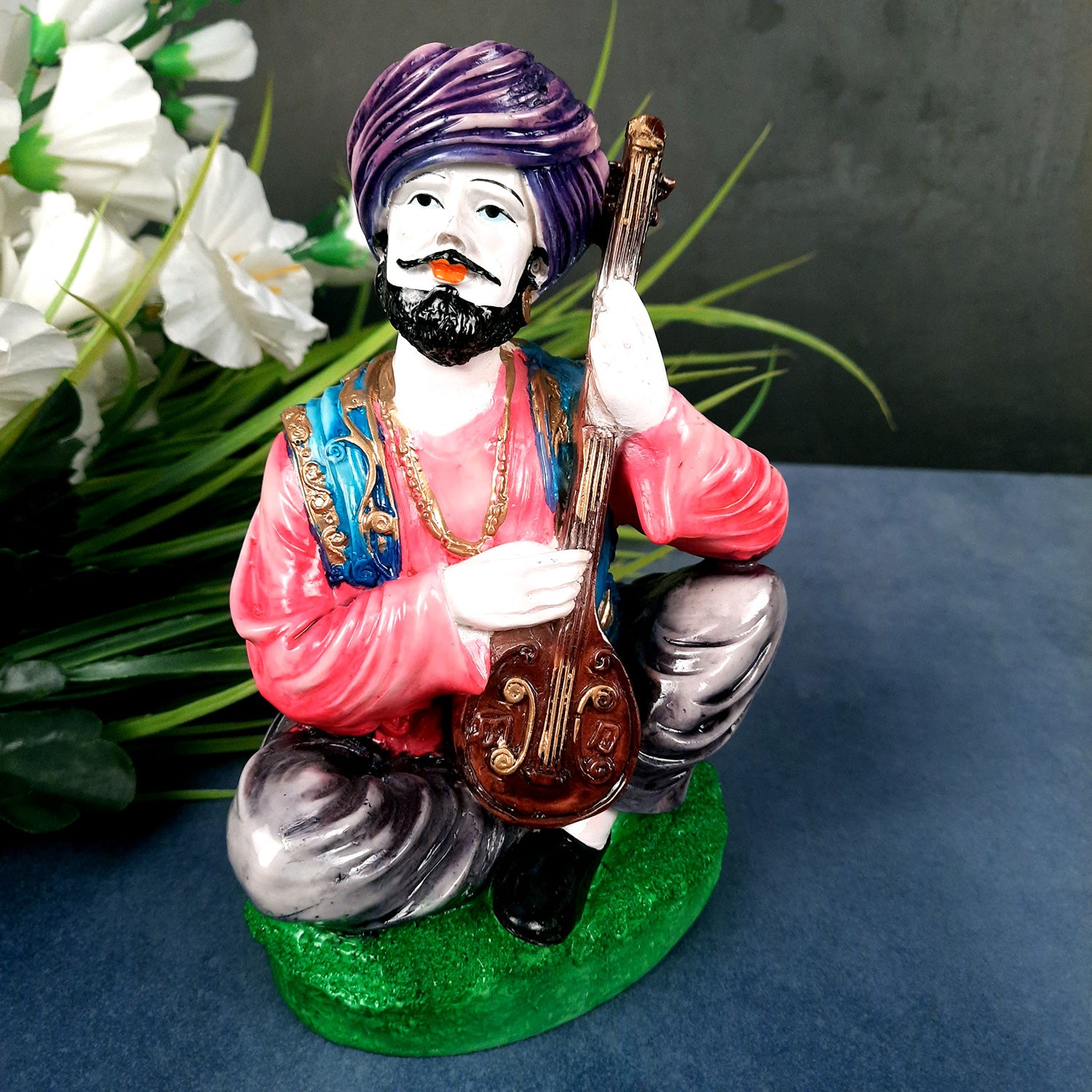 Decorative Couple Musician Showpiece - for Table & Office Decor- 8 inch-Apkamart