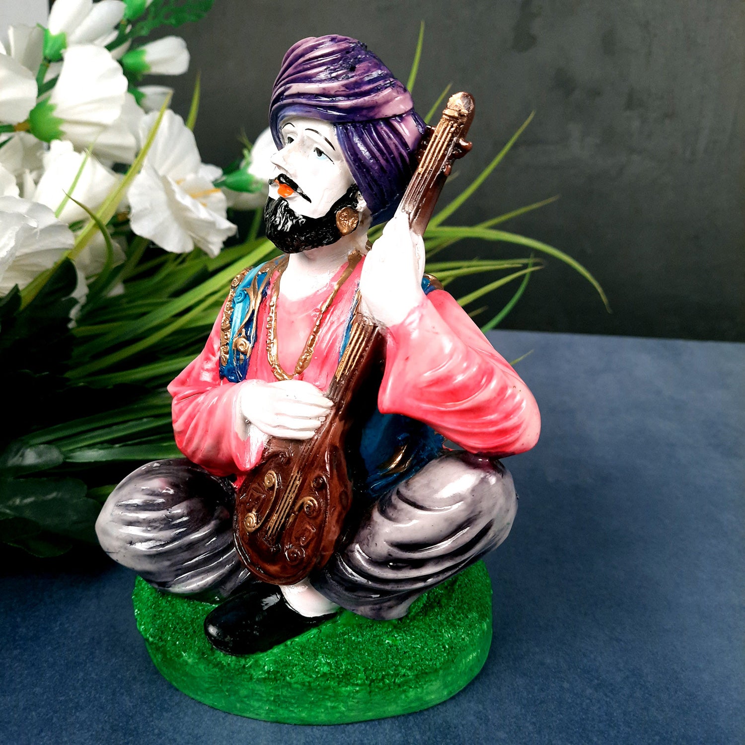 Decorative Couple Musician Showpiece - for Table & Office Decor- 8 inch-Apkamart