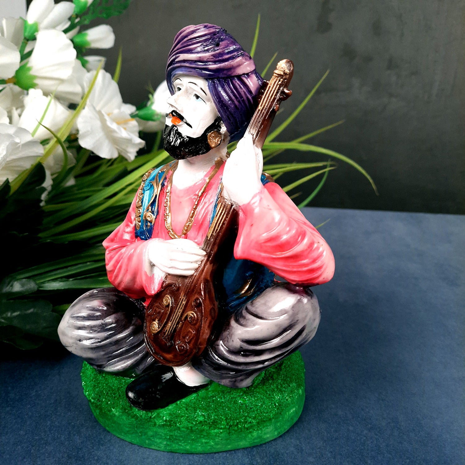 Decorative Couple Musician Showpiece - for Table & Office Decor- 8 inch-Apkamart