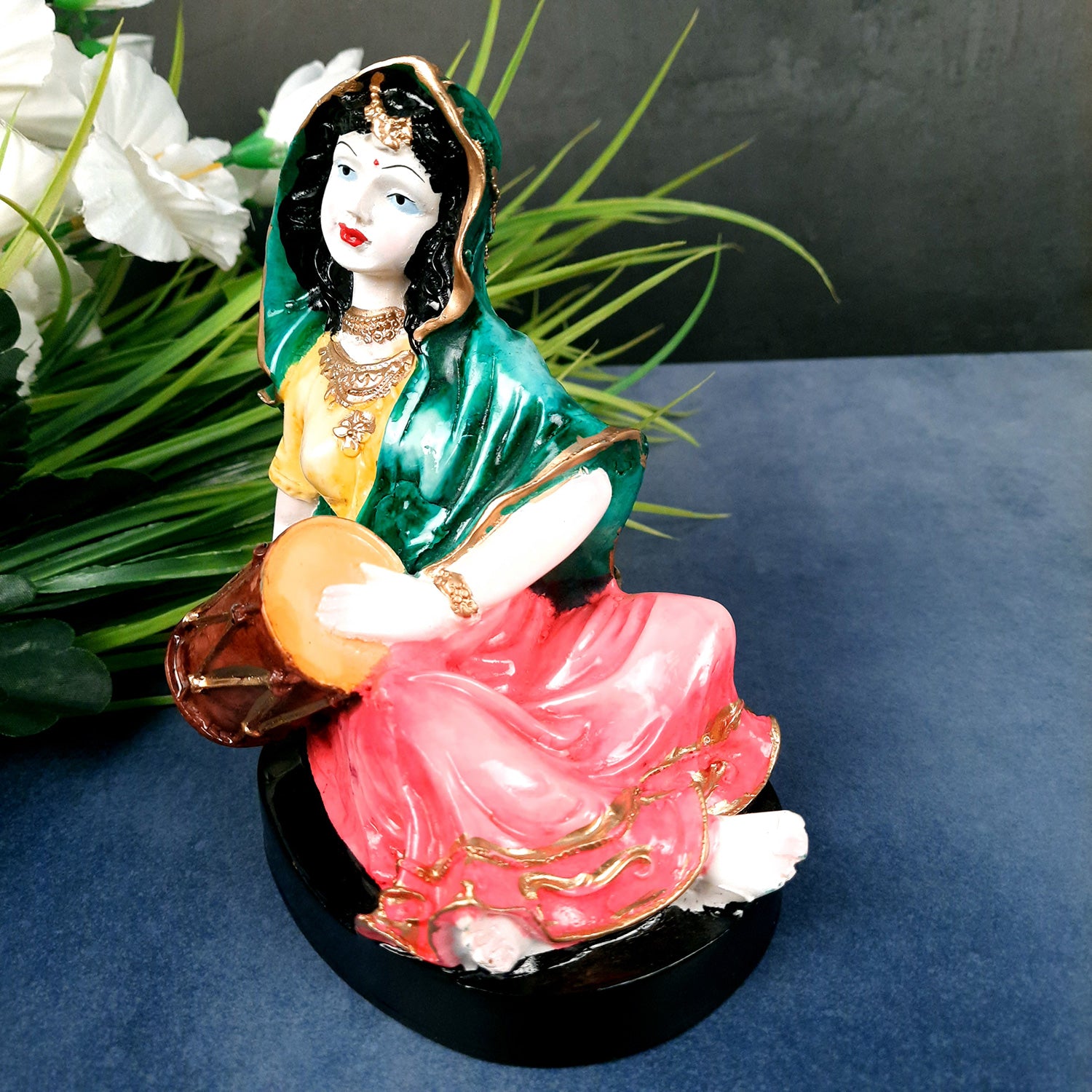 Decorative Couple Musician Showpiece - for Table & Office Decor- 8 inch-Apkamart