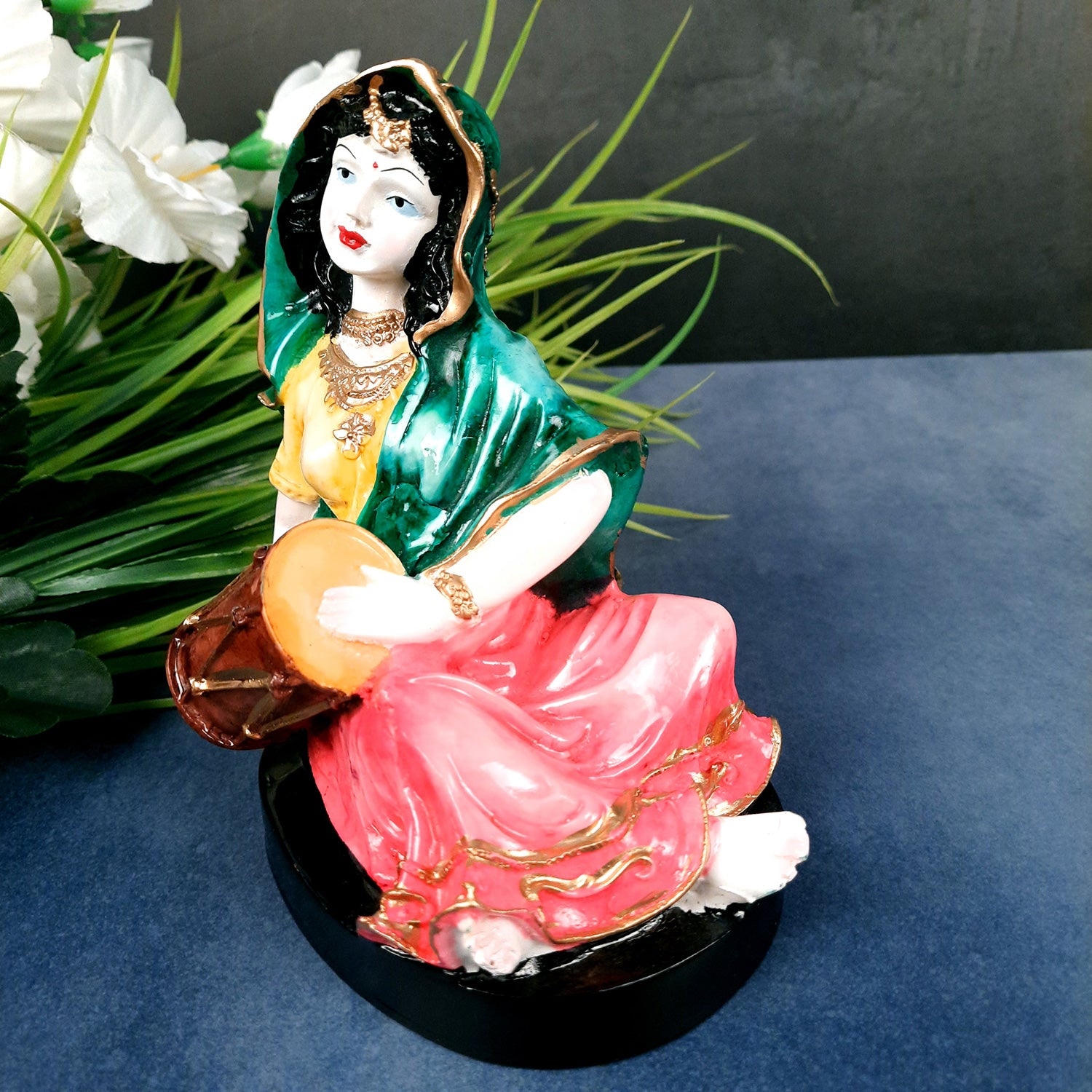 Decorative Couple Musician Showpiece - for Table & Office Decor- 8 inch-Apkamart