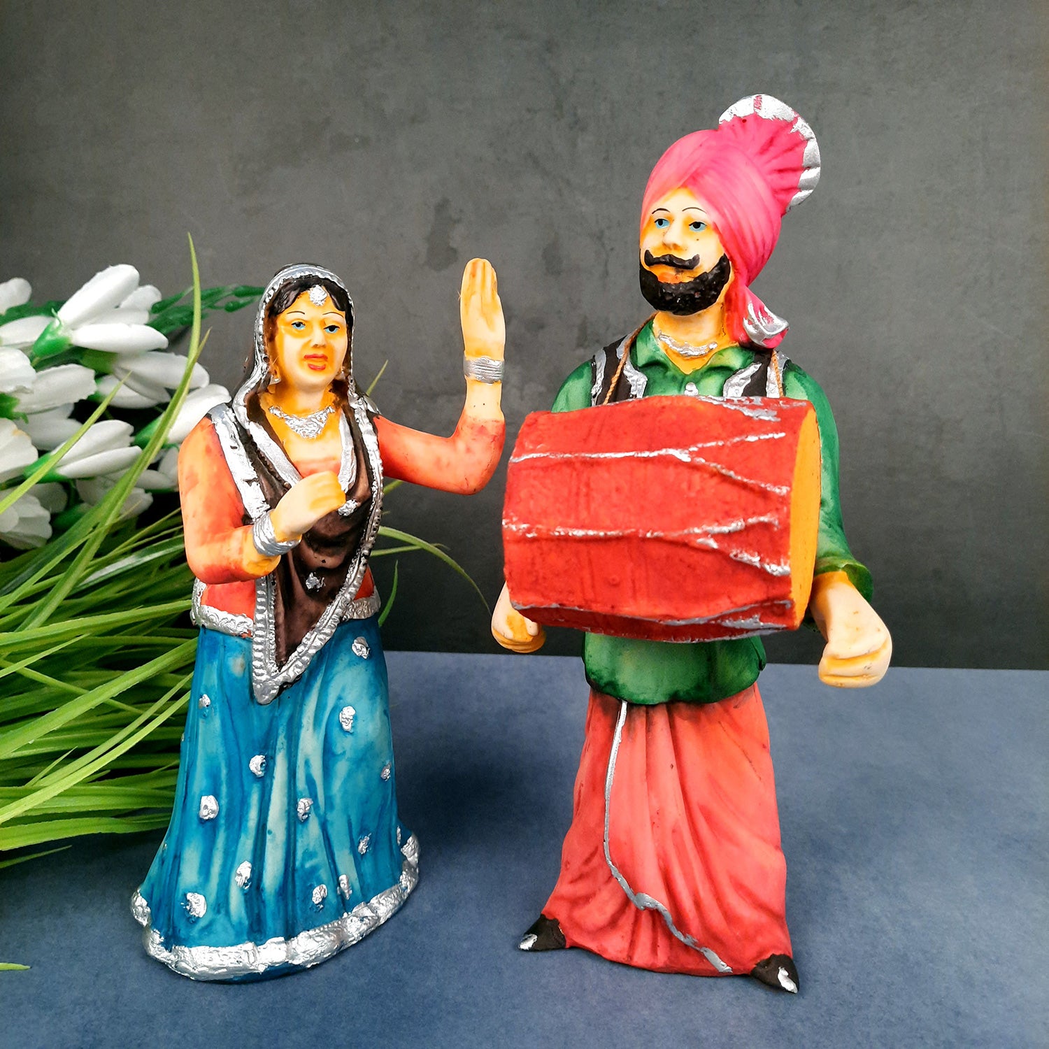 Decorative Couple Musician Showpiece Set- 10 inch-Apkamart
