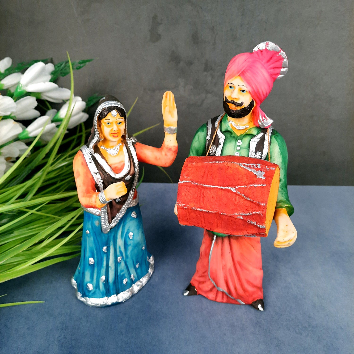 Decorative Couple Musician Showpiece Set- 10 inch-Apkamart