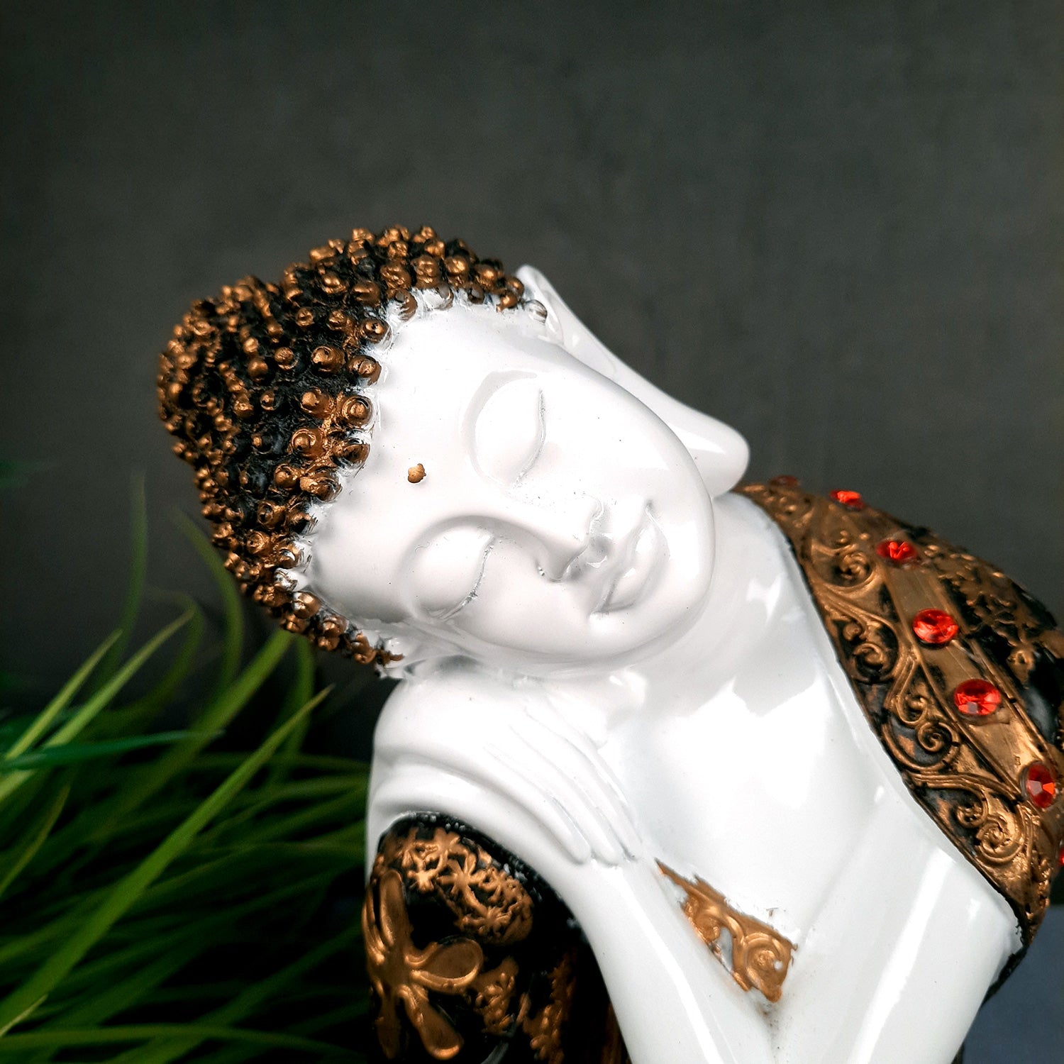 Decorative White Buddha Statue | Sleeping Buddha Showpiece - for Home Decor- 9 inch-Apkamart