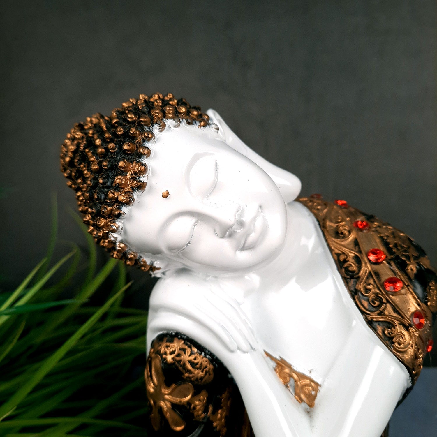 Decorative White Buddha Statue | Sleeping Buddha Showpiece - for Home Decor- 9 inch-Apkamart