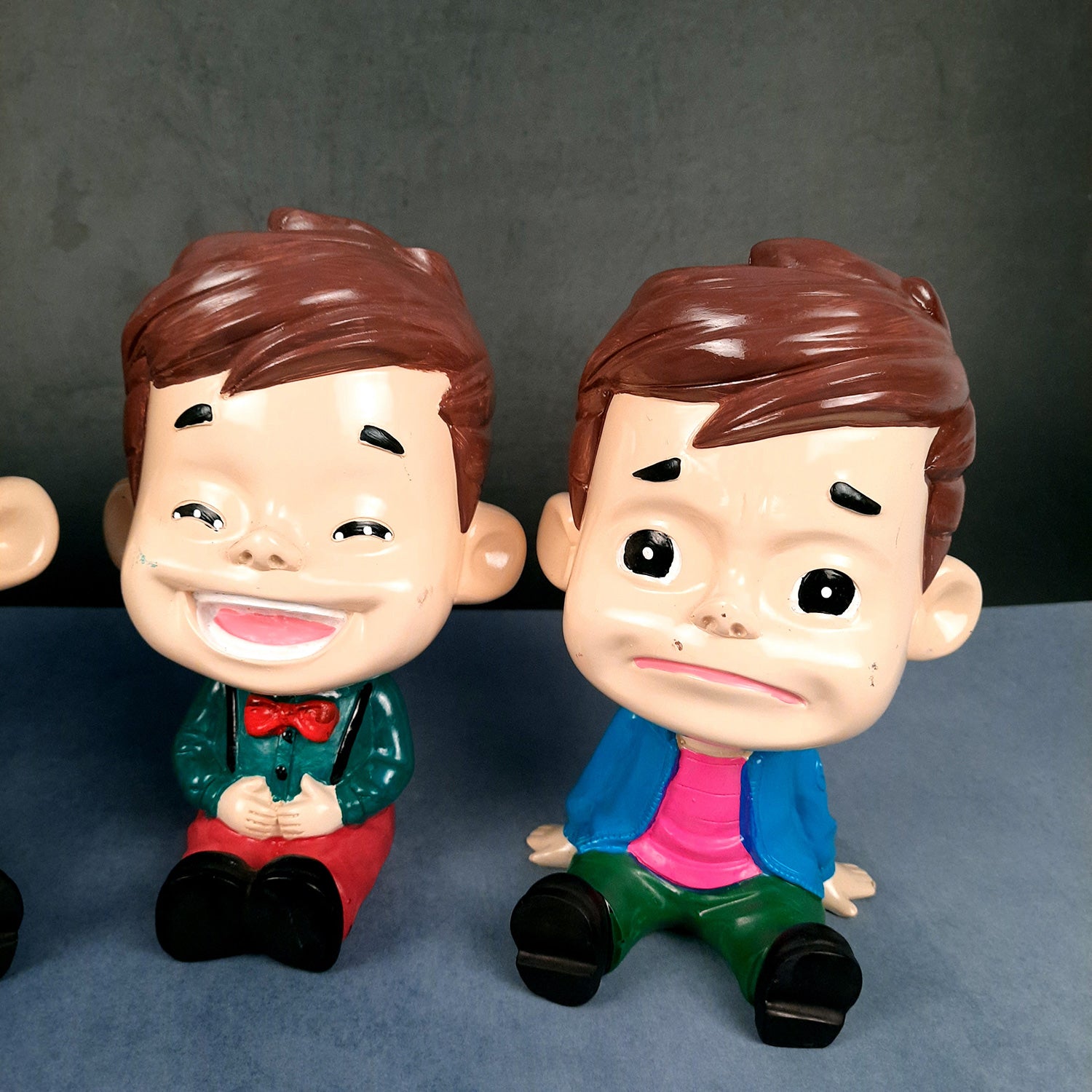 Decorative Sitting Boys Showpiece Human Figurine | Cute Resin Showpiece - for Living Room, Home, Table Decor, Gift for Him - 8 Inch (Set of 4)-Apkamart