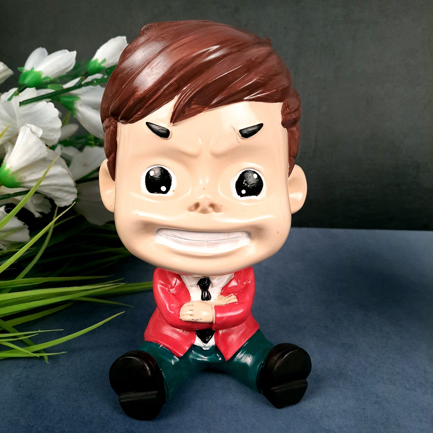 Decorative Sitting Boys Showpiece Human Figurine | Cute Resin Showpiece - for Living Room, Home, Table Decor, Gift for Him - 8 Inch (Set of 4)-Apkamart