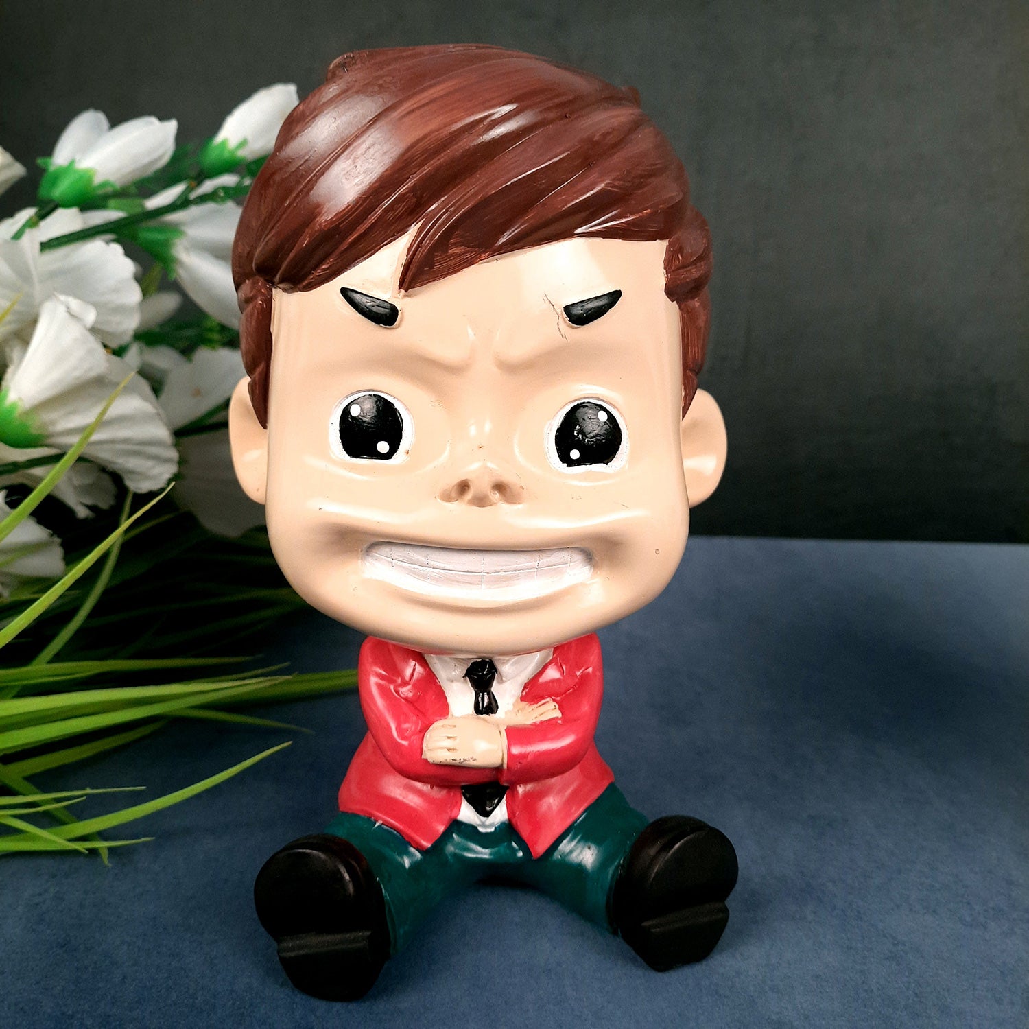 Decorative Sitting Boys Showpiece Human Figurine | Cute Resin Showpiece - for Living Room, Home, Table Decor, Gift for Him - 8 Inch (Set of 4)-Apkamart