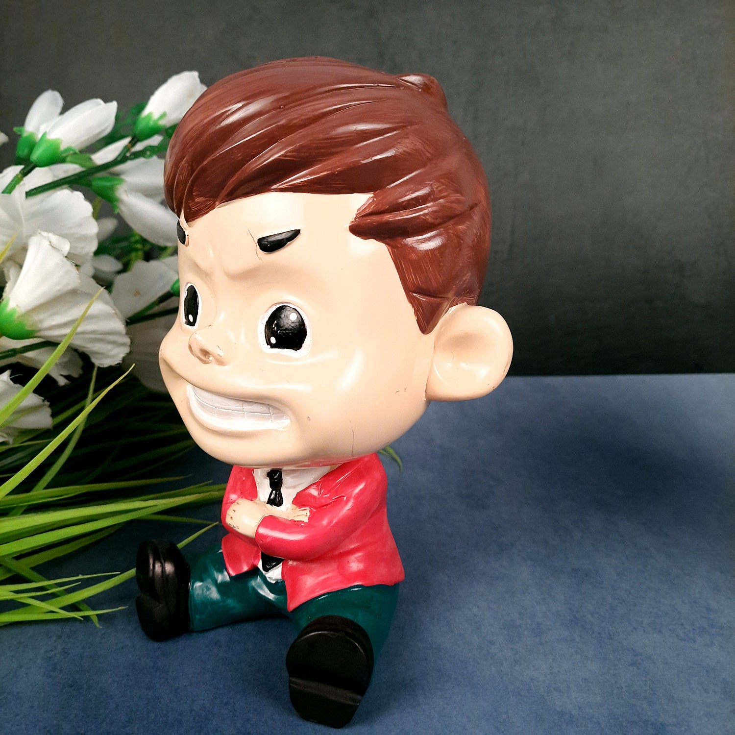 Decorative Sitting Boys Showpiece Human Figurine | Cute Resin Showpiece - for Living Room, Home, Table Decor, Gift for Him - 8 Inch (Set of 4)-Apkamart