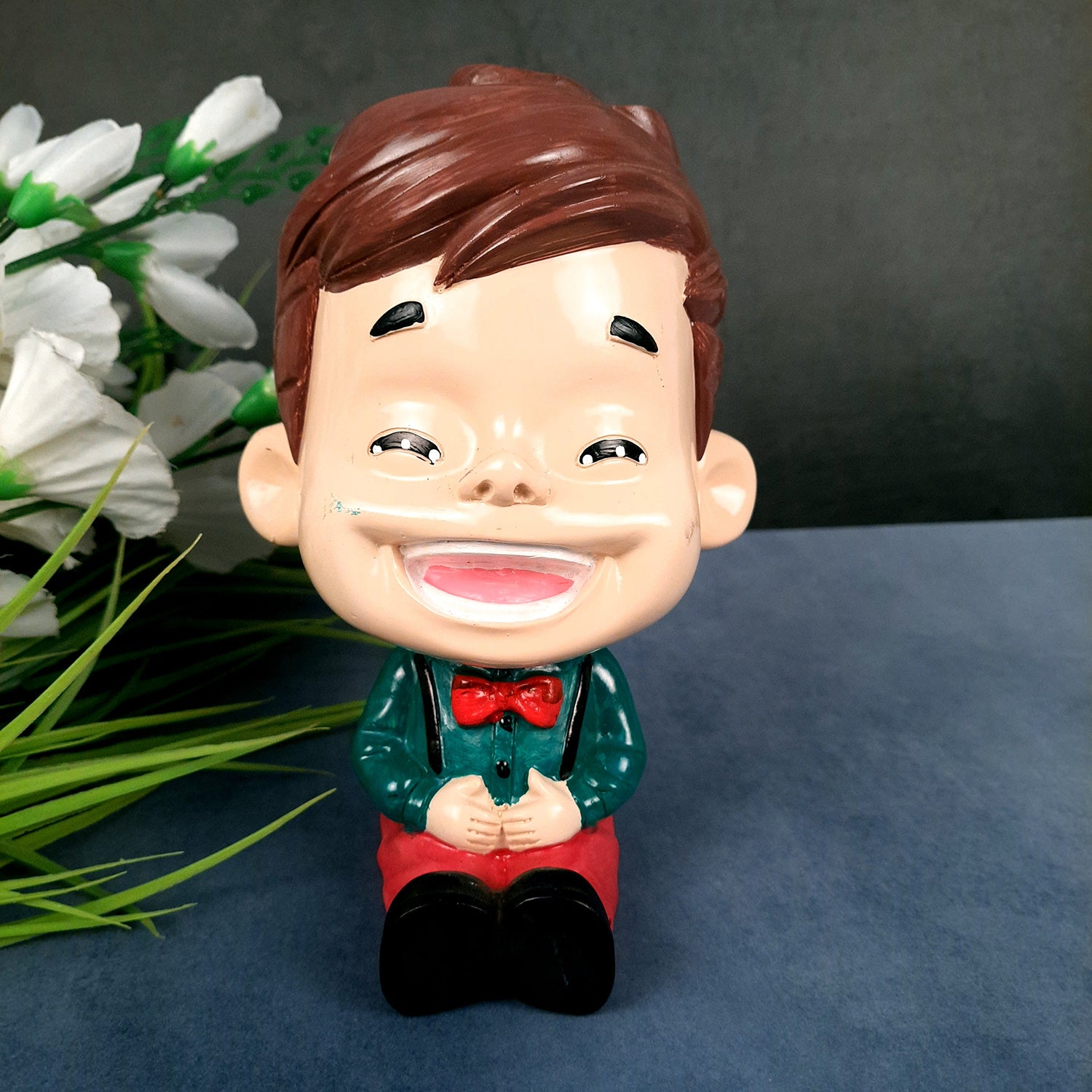 Decorative Sitting Boys Showpiece Human Figurine | Cute Resin Showpiece - for Living Room, Home, Table Decor, Gift for Him - 8 Inch (Set of 4)-Apkamart